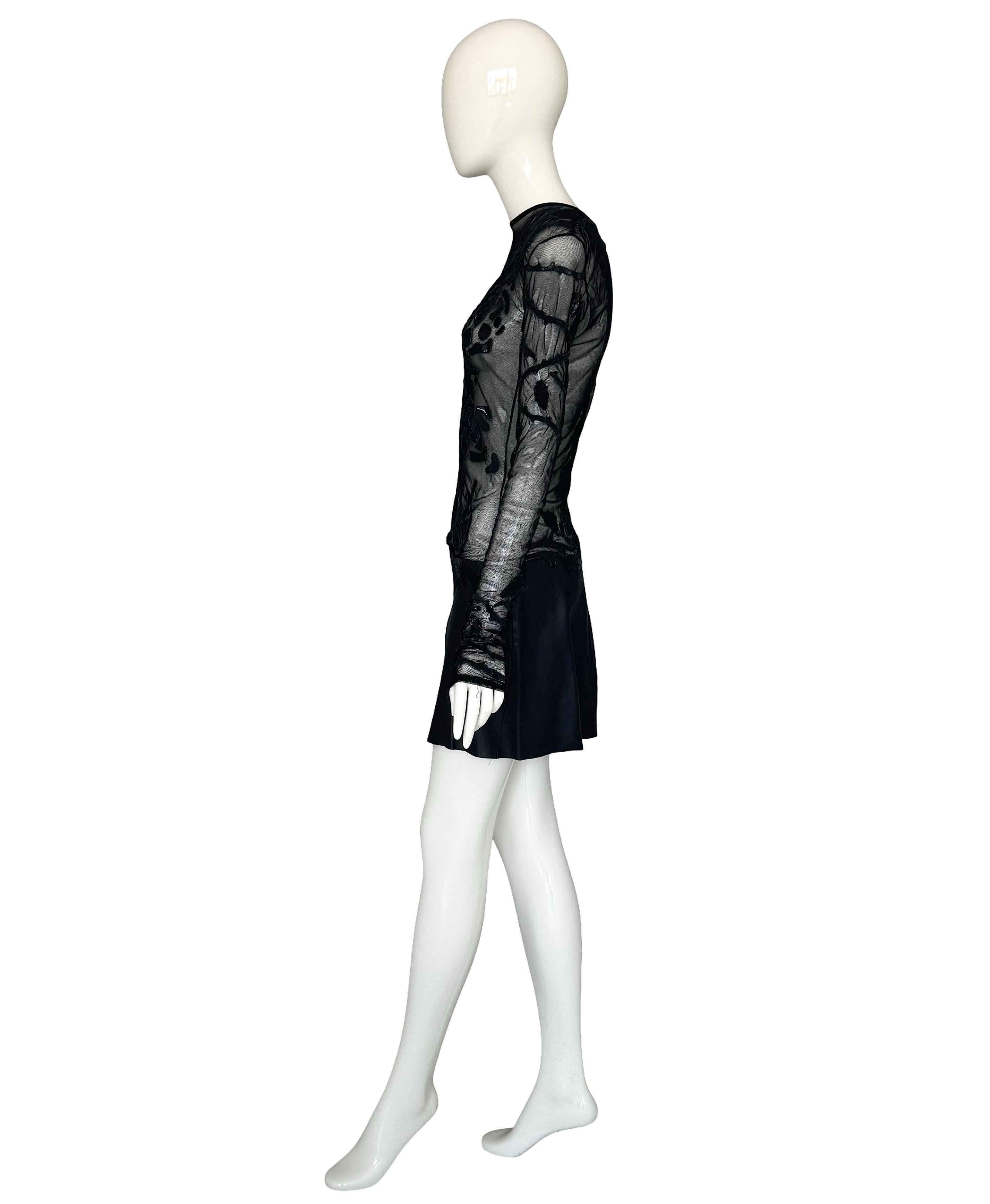 Jean-Claude Jitrois Vintage 2012 Collectional Robe en cuir et maille noire embellie en vente 2