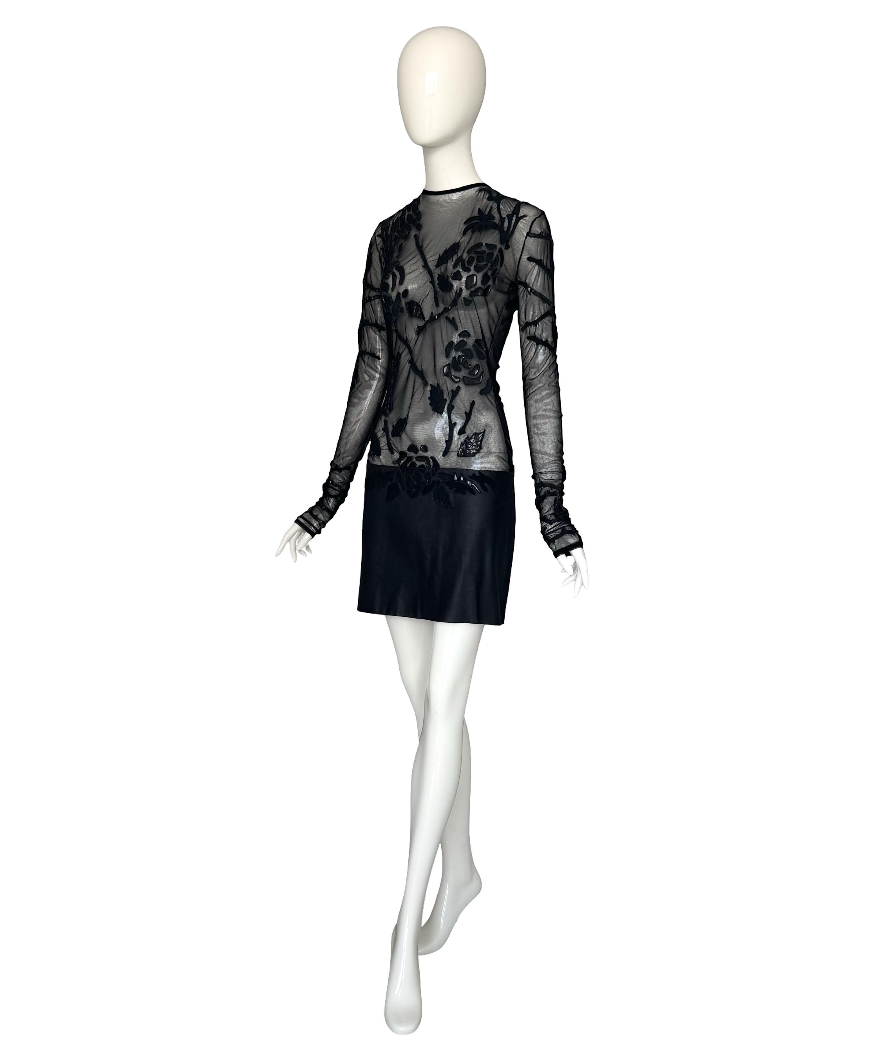 Jean-Claude Jitrois Vintage 2012 Collectional Robe en cuir et maille noire embellie en vente 3