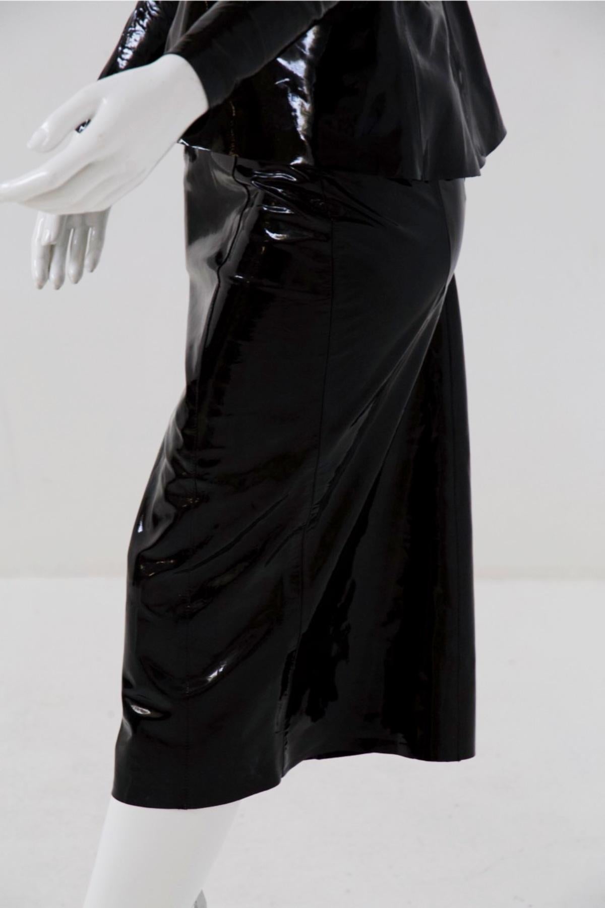 Jean-Claude Jitrois Vintage Black Latex Skirt Suit 3