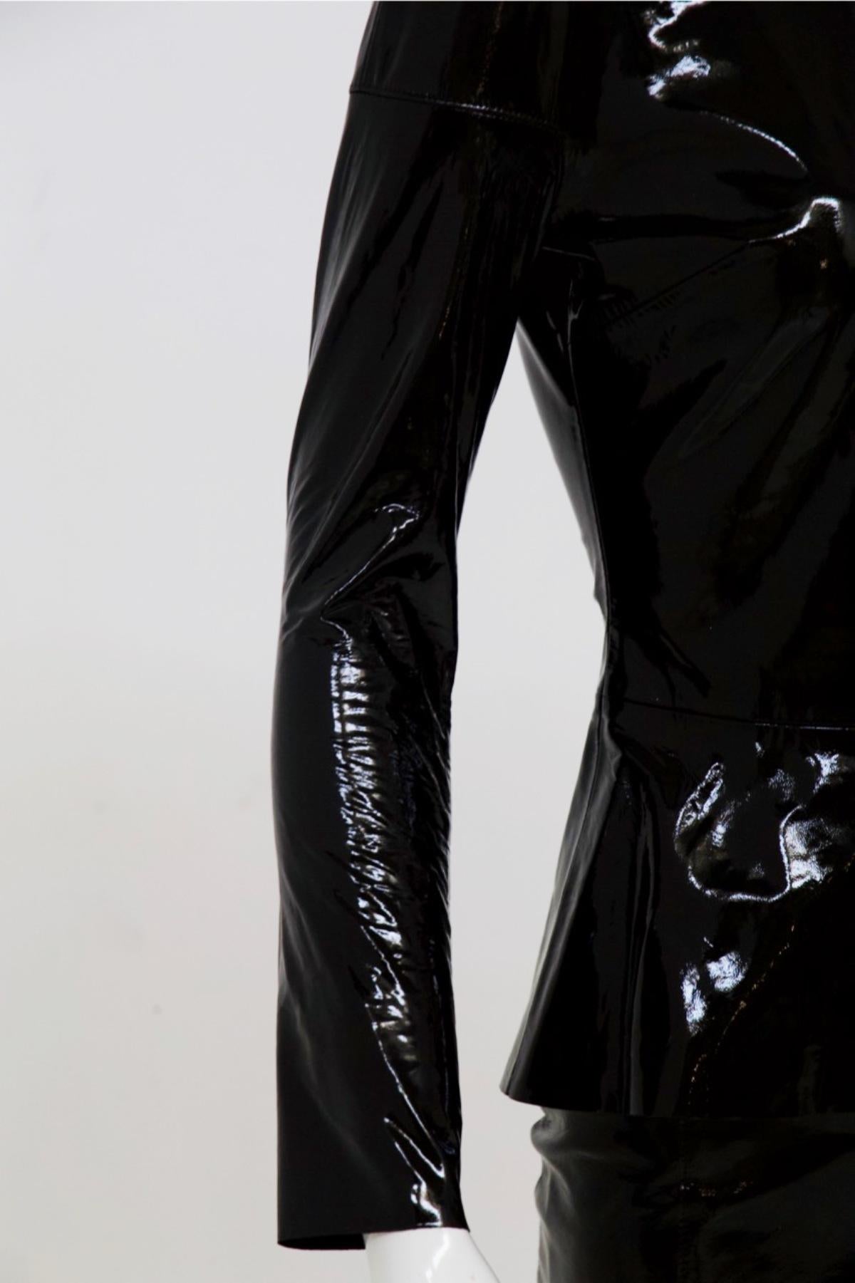 Jean-Claude Jitrois Vintage Black Latex Skirt Suit In Good Condition In Milano, IT