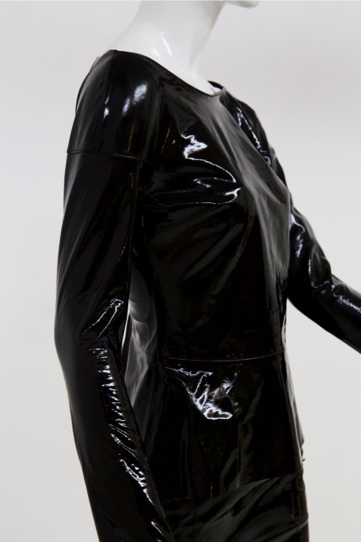 Women's Jean-Claude Jitrois Vintage Black Latex Skirt Suit