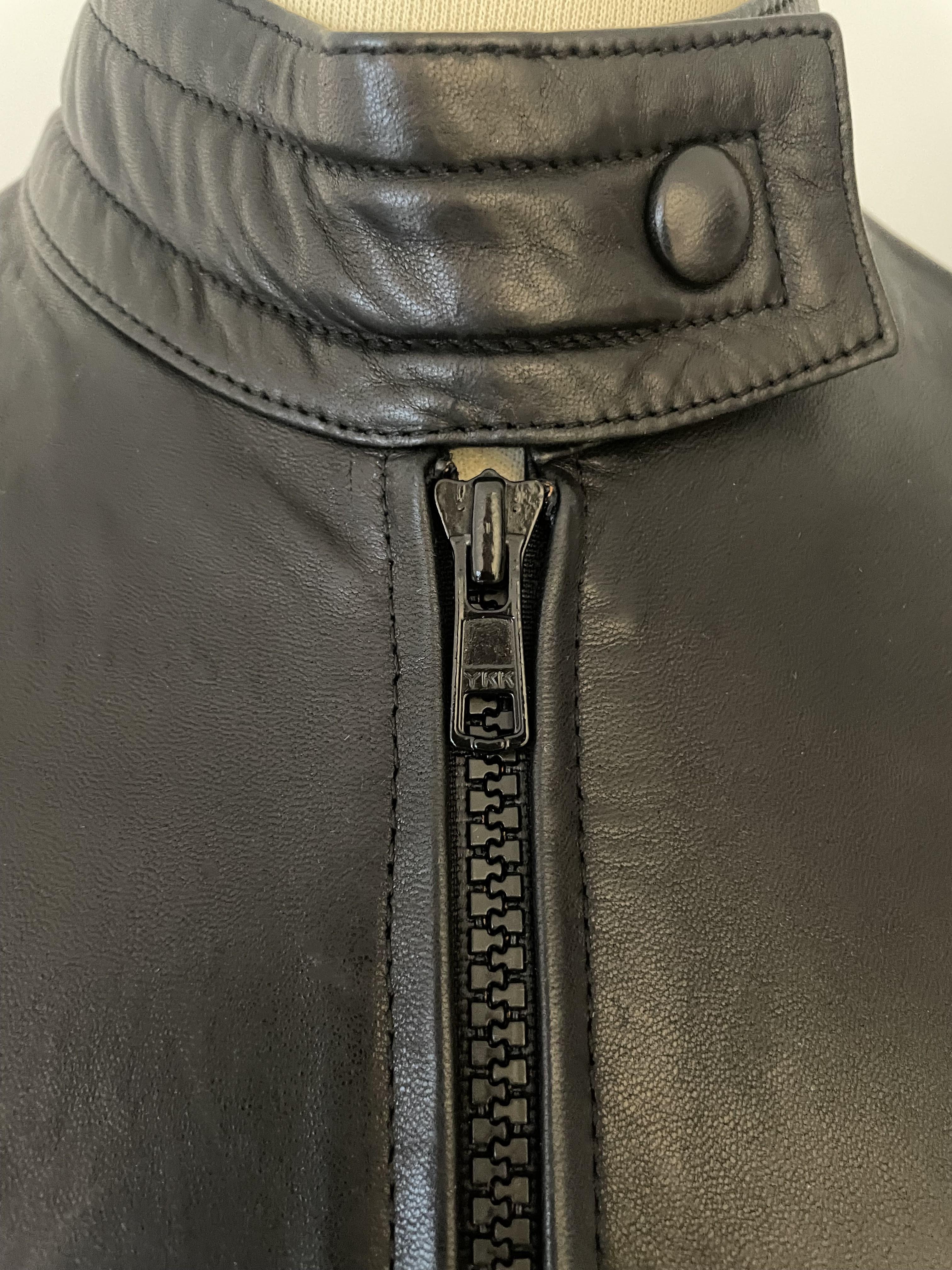 Women's JEAN CLAUDE JITROIS Vintage black leather ribbed moto biker jacket IT38 S For Sale