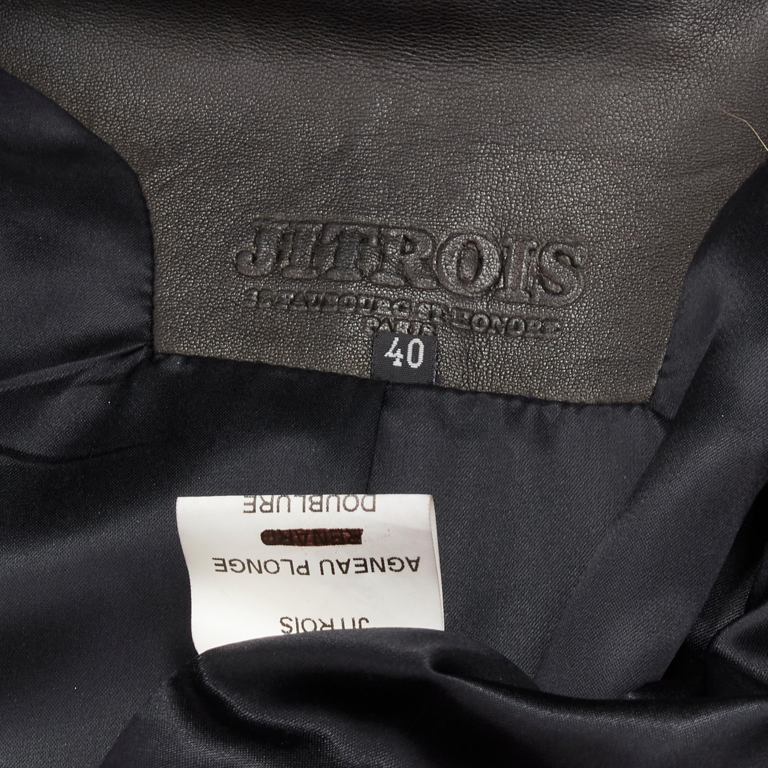 JEAN CLAUDE JITROIS Vintage black leather ribbed moto biker jacket IT40 S 2
