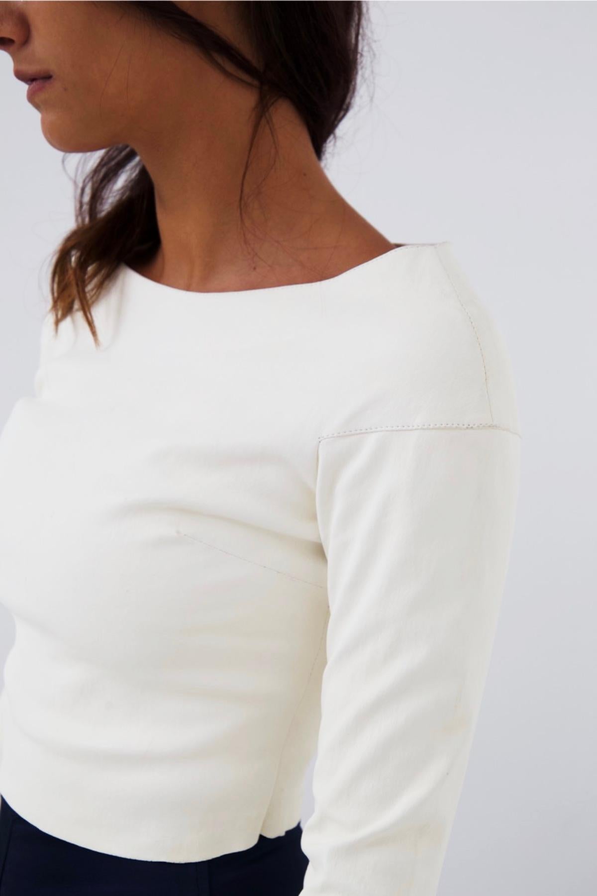 Jean-Claude Jitrois Vintage White Leatherette Top In Good Condition For Sale In Milano, IT