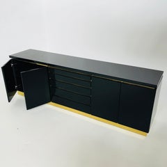 Jean Claude Mahey Black Lacquered Sideboard Hollywood Regency