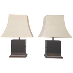 Jean Claude Mahey Black Lacquered Table Lamps