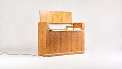 Jean-Claude Mahey, Burl Wood and Brass Dry Bar for Roche Bobois, 1978