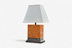Jean Claude Mahey, Burl Wood, Chrome, Table Lamps, France, 1960s