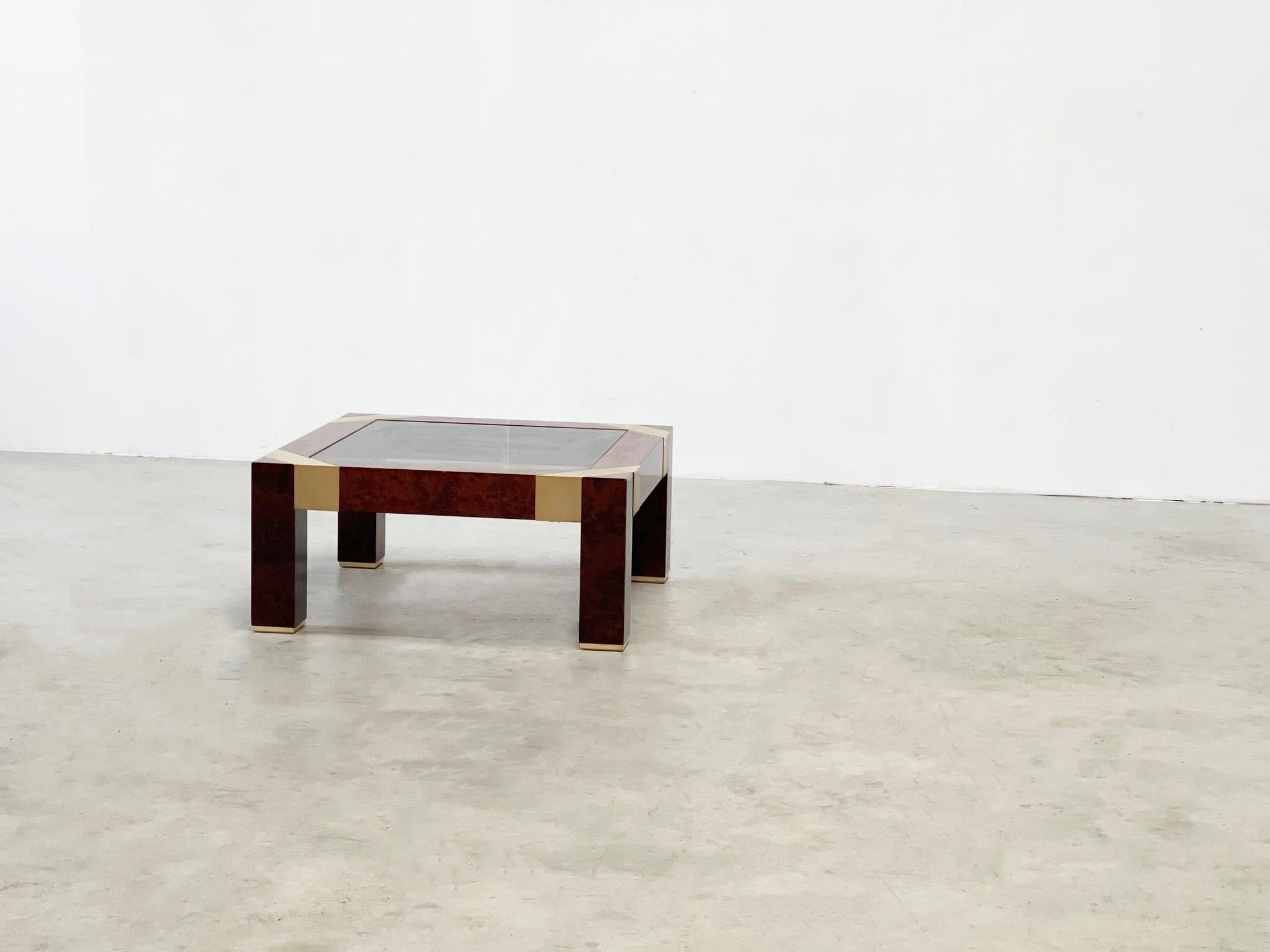 French Jean Claude Mahey burlwood coffee table For Sale