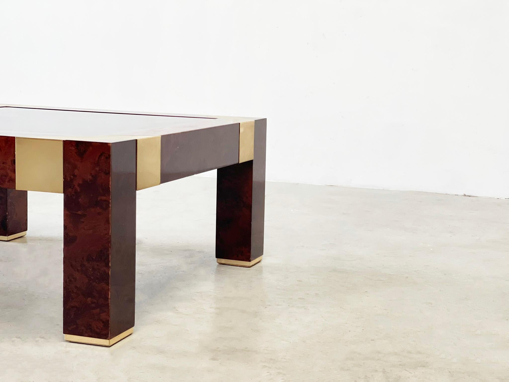 Late 20th Century Jean Claude Mahey burlwood coffee table For Sale