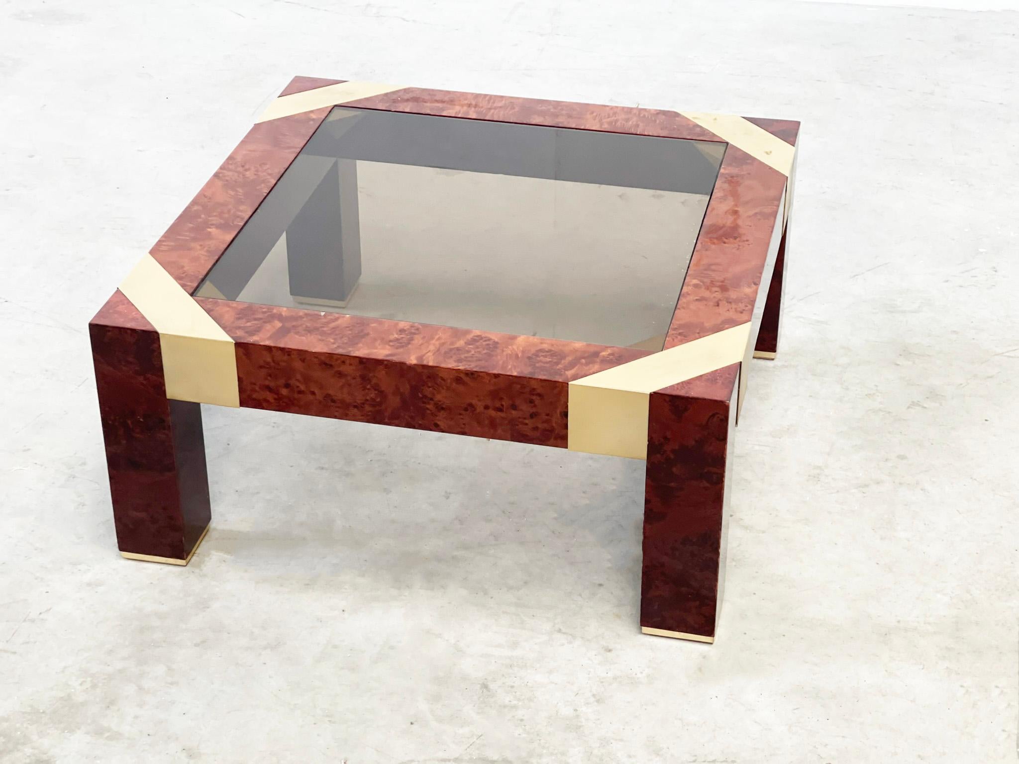 Jean Claude Mahey burlwood coffee table For Sale 1