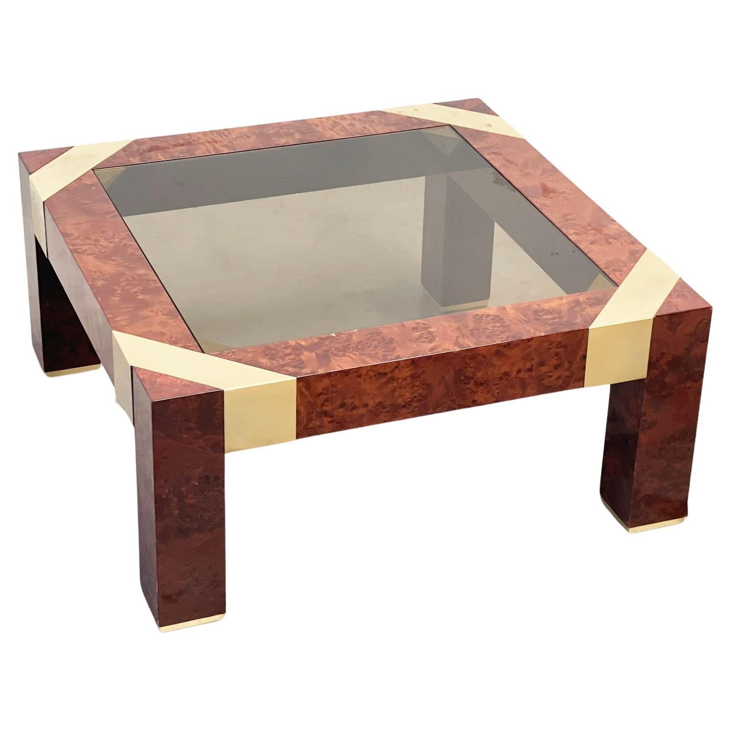 Jean Claude Mahey burlwood coffee table For Sale