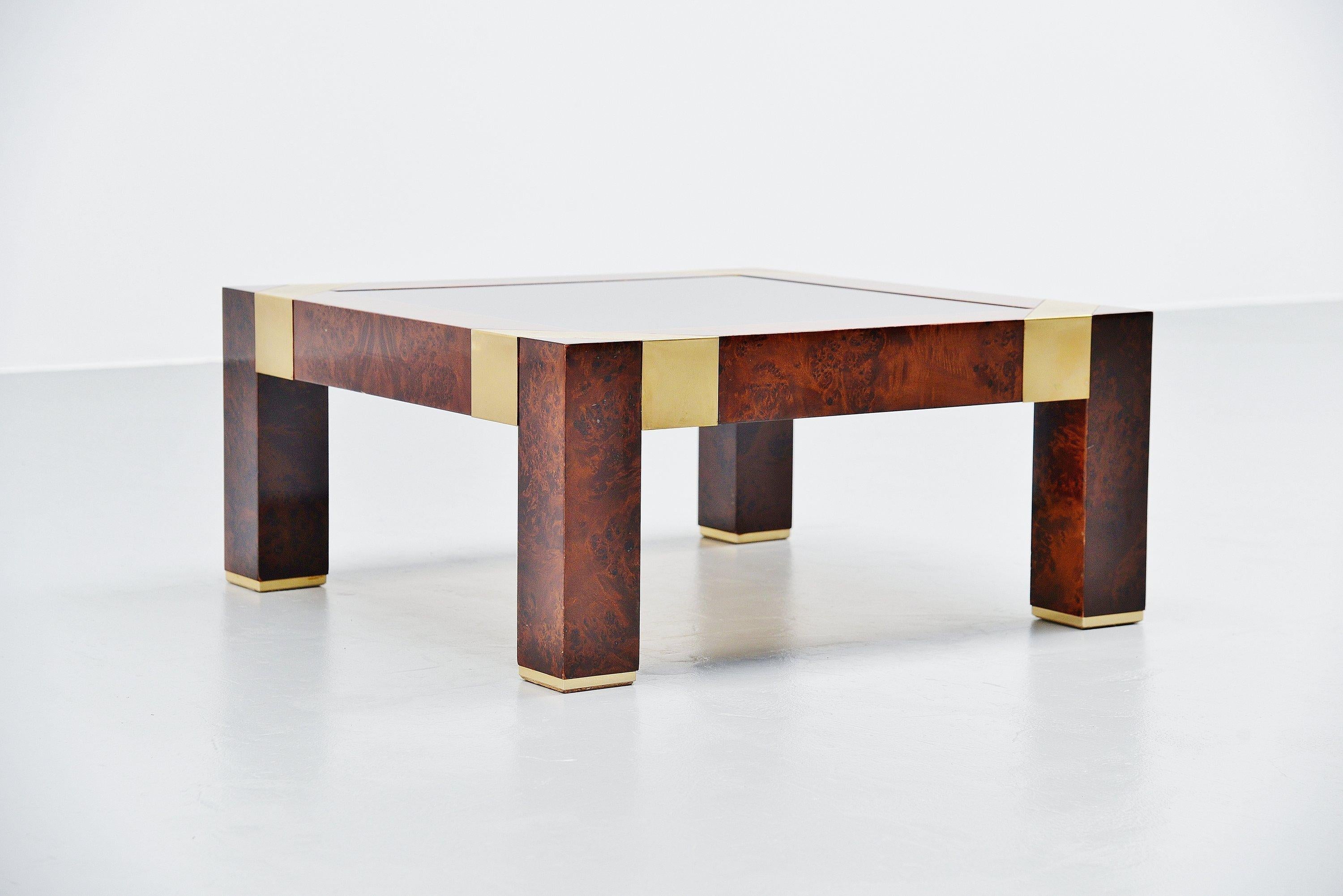 Hollywood Regency Table basse en bois de ronce Jean Claude Mahey, France, 1970 en vente