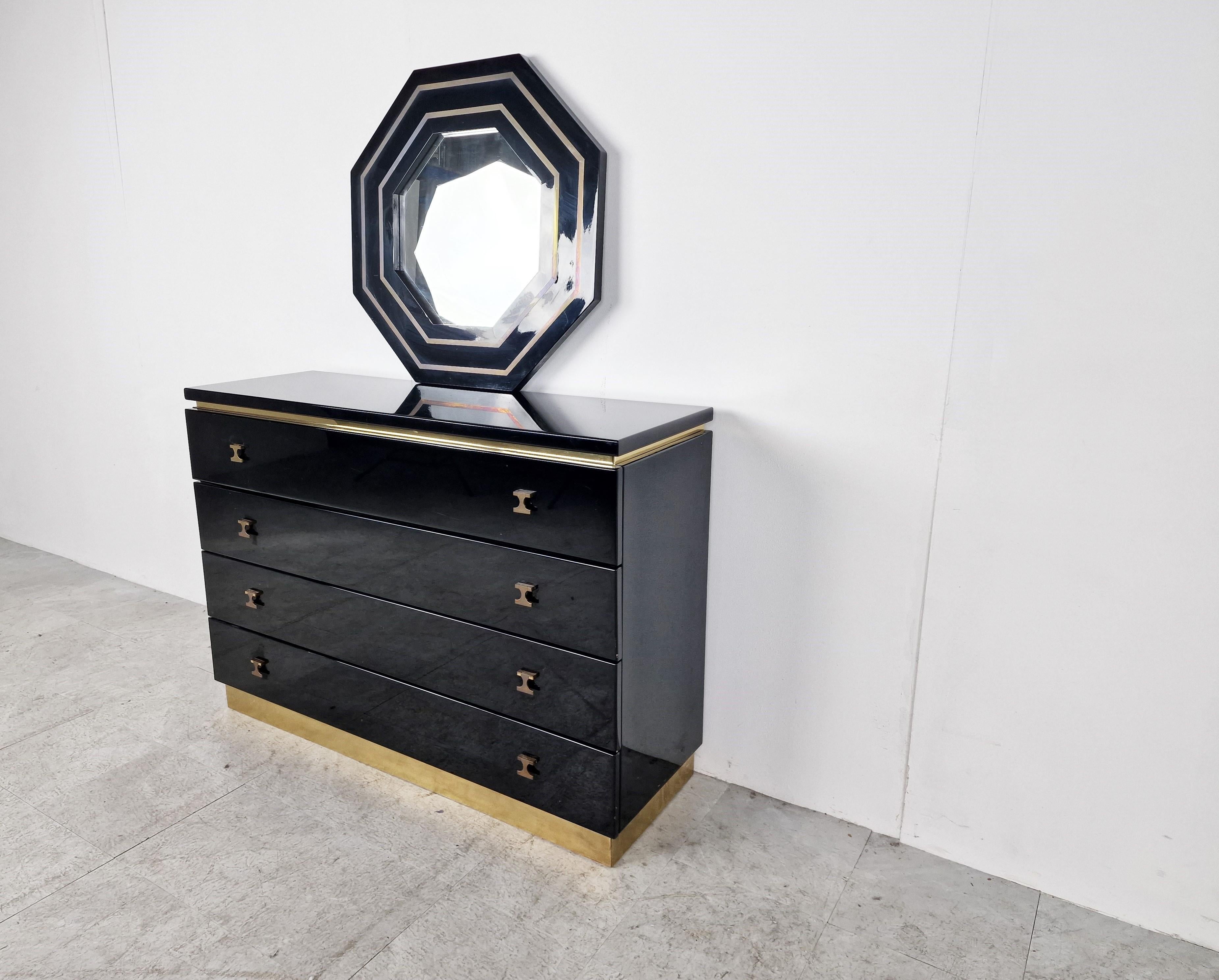 French Jean Claude Mahey Chest of Drawers with Mirror, 1970s