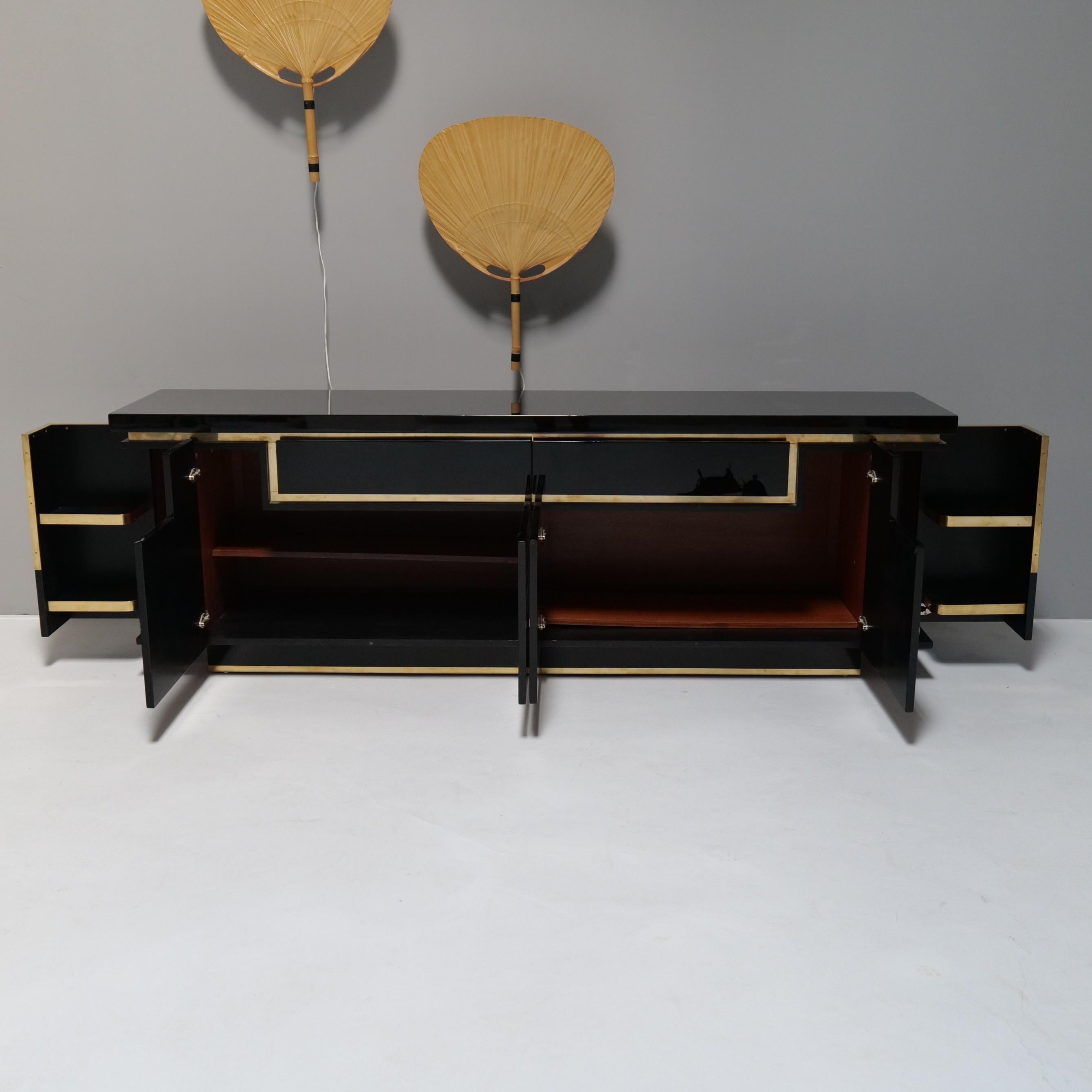 Jean Claude Mahey Highgloss Black Lacquer Sideboard, 1970s For Sale 4