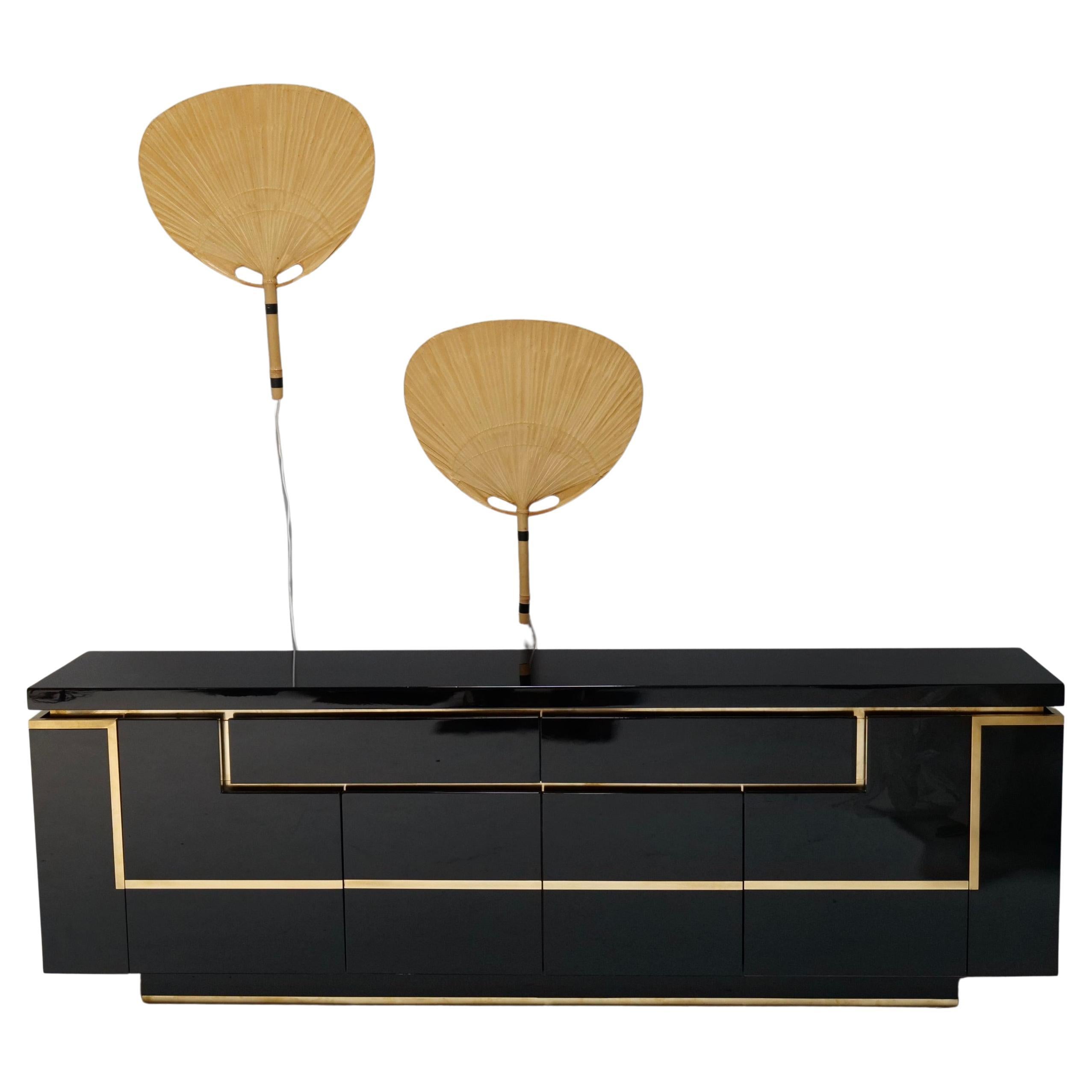Jean Claude Mahey Highgloss Black Lacquer Sideboard, 1970s