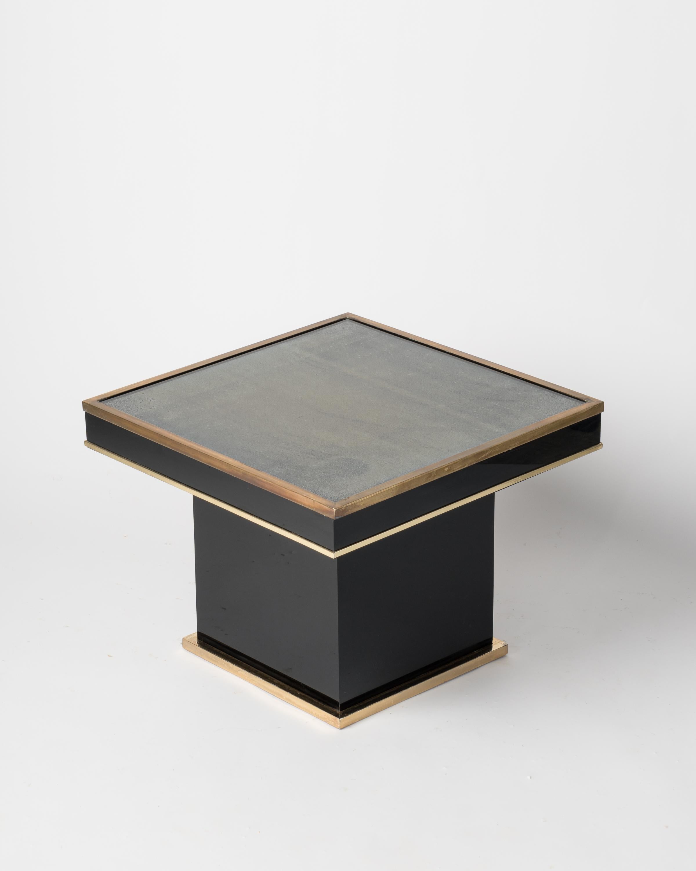 Late 20th Century Jean Claude Mahey Laminate and Brass Side Table, France 1980's