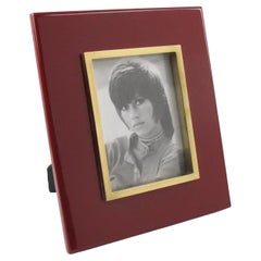 Vintage Jean Claude Mahey, Paris Oxblood Lacquer and Brass Picture Frame