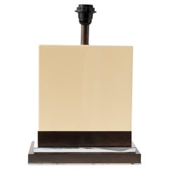 Jean-Claude Mahey - Rechteckige Tischlampe aus cremefarbenem Harz, 1970er Jahre