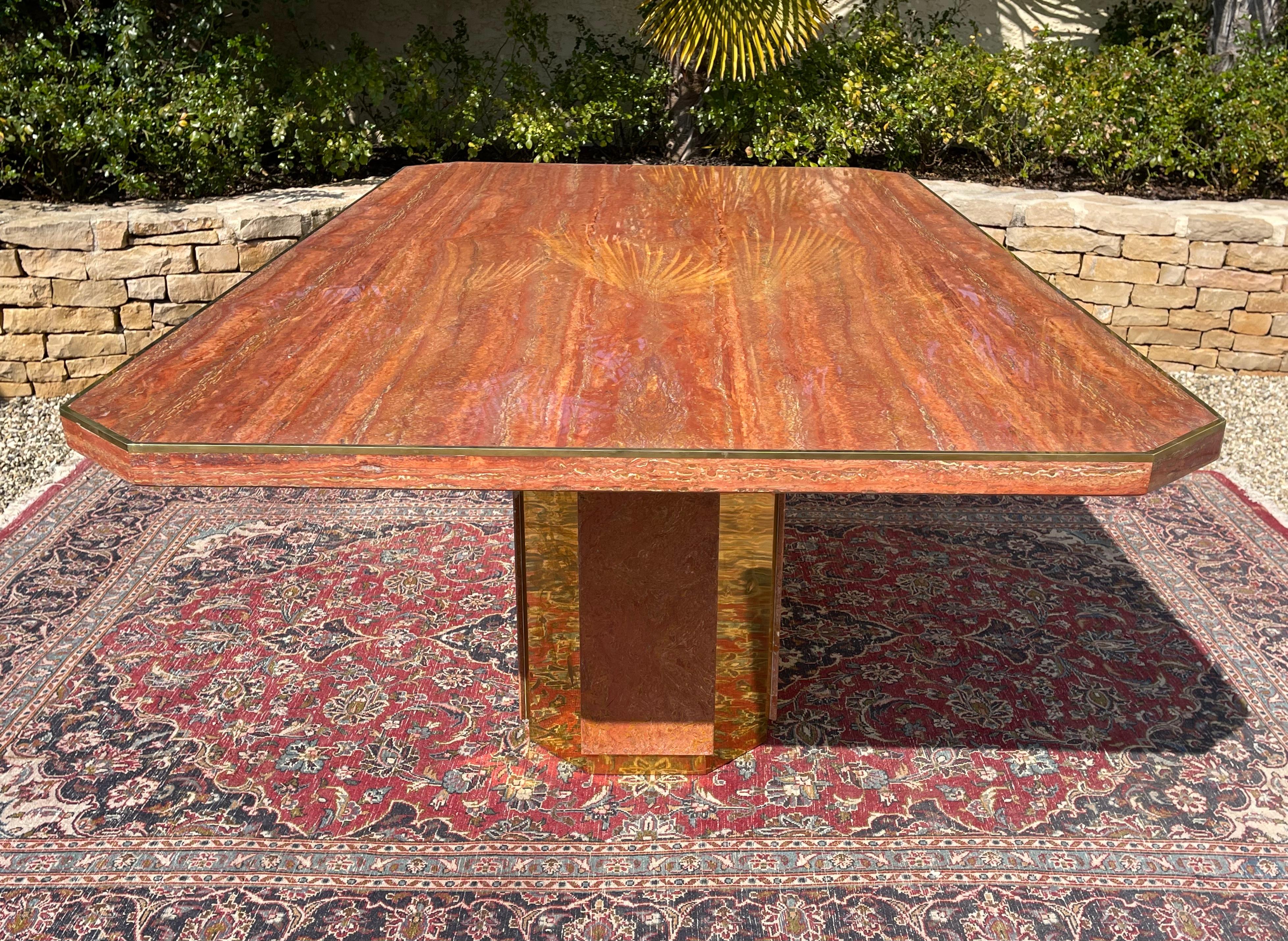 Jean-Claude Mahey, Rectangular Table in Red Marble from Iran, 20th Century For Sale 4