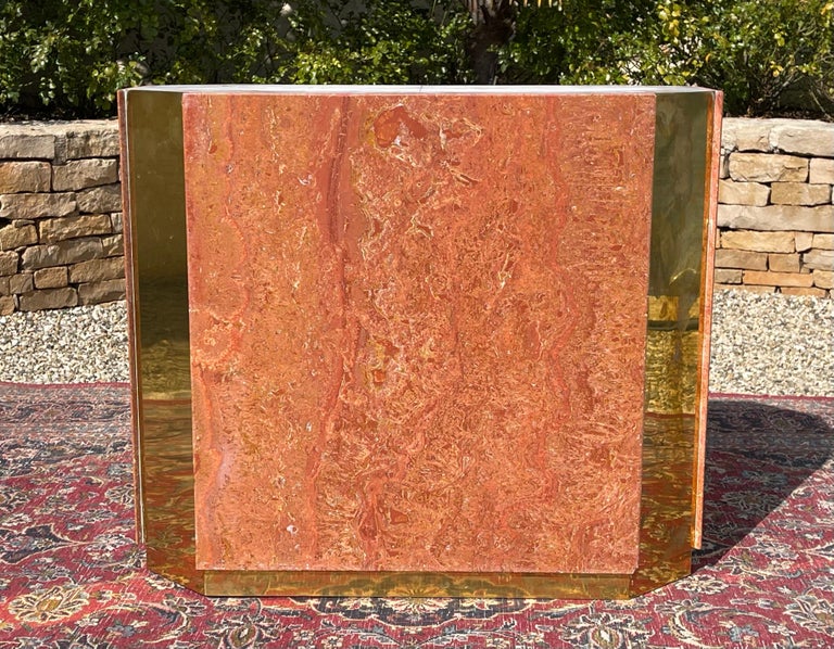 Jean-Claude Mahey, Rectangular Table in Red Marble from Iran, 20th ...