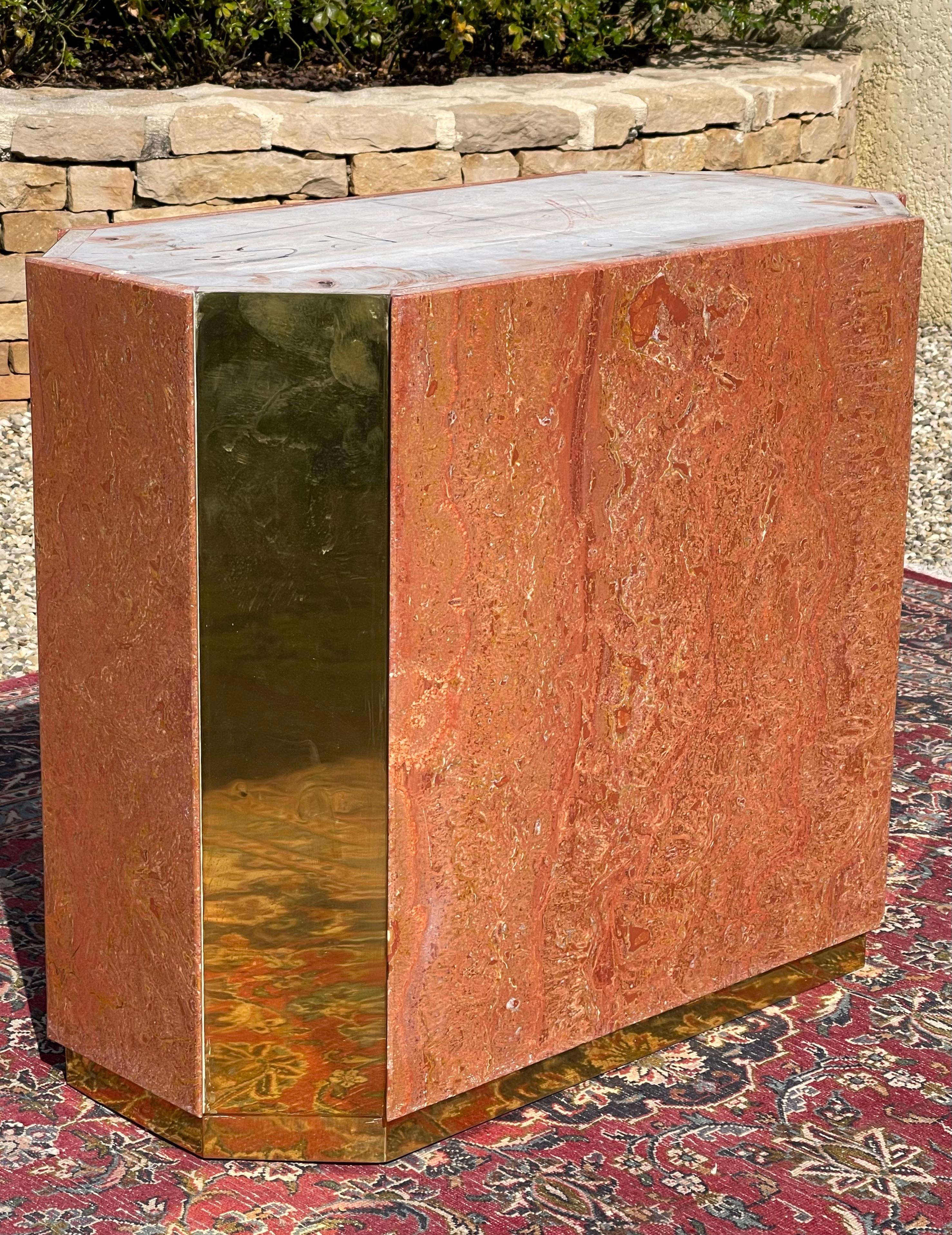 Jean-Claude Mahey, Rectangular Table in Red Marble from Iran, 20th Century In Good Condition For Sale In Beaune, FR