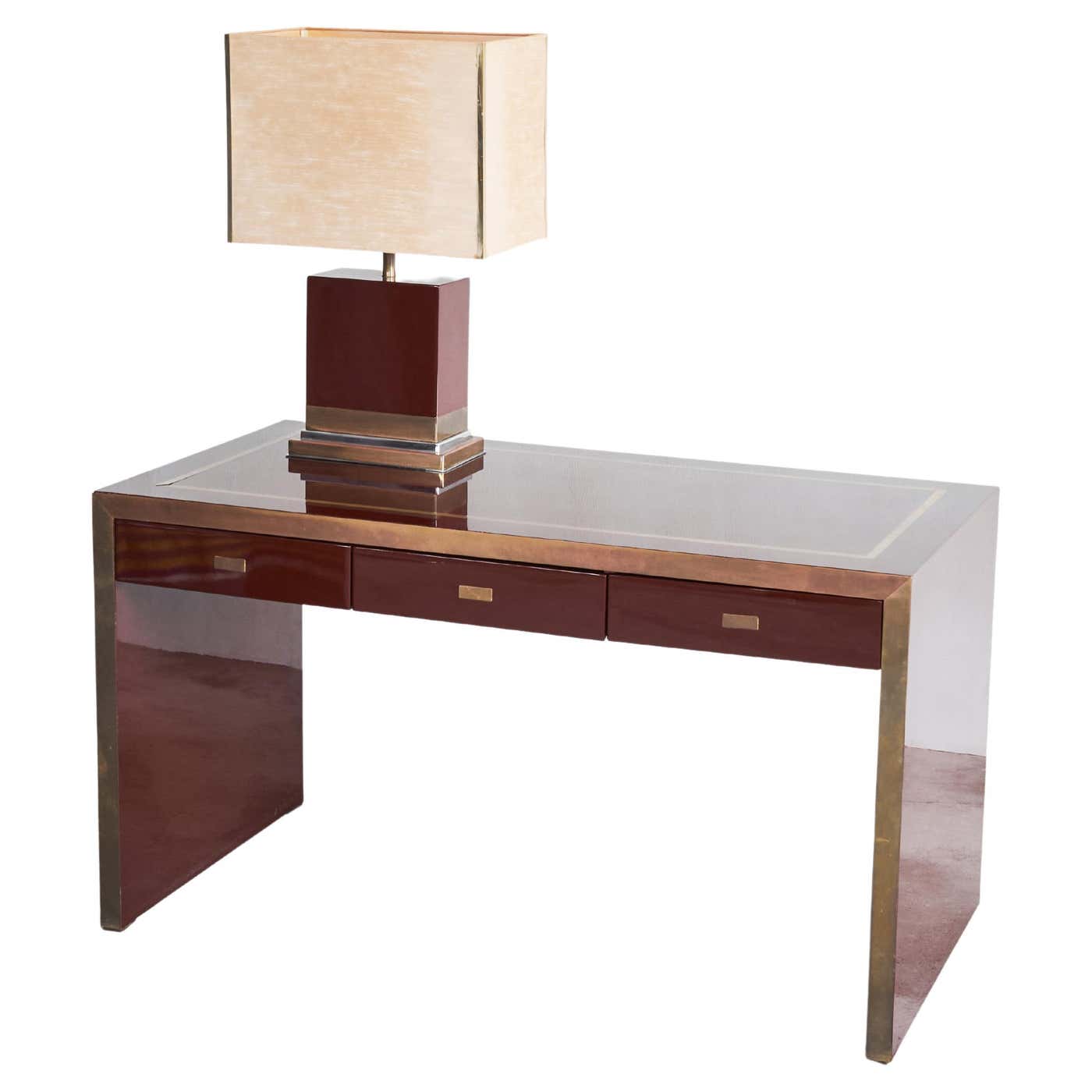 Jean Claude Mahey Set of Desk and Table Lamp in Lacquered Wood and ...