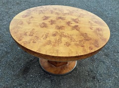 Jean-Claude Mahey, Table  in Walnut Burl Veneer and Gilt Brass