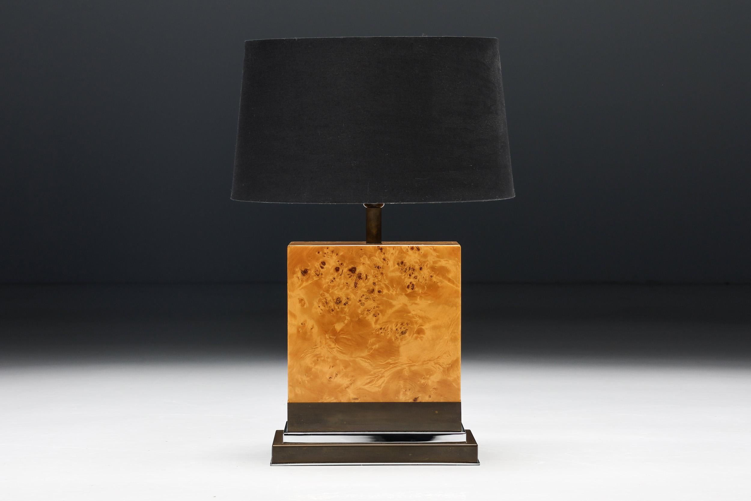 Brass Jean Claude Mahey Table Lamp, Hollywood Regency, France, 1970s