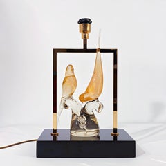 Jean Claude Novaro. Lampada da tavolo in vetro fatta a mano Hollywood Regency, Francia, anni '70