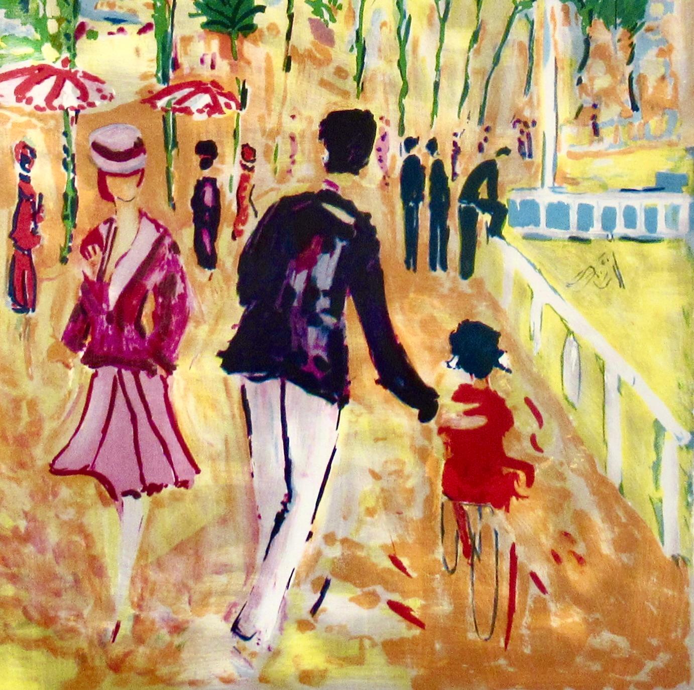 Cannes, La Croisette - Beige Figurative Print by Jean Claude Picot