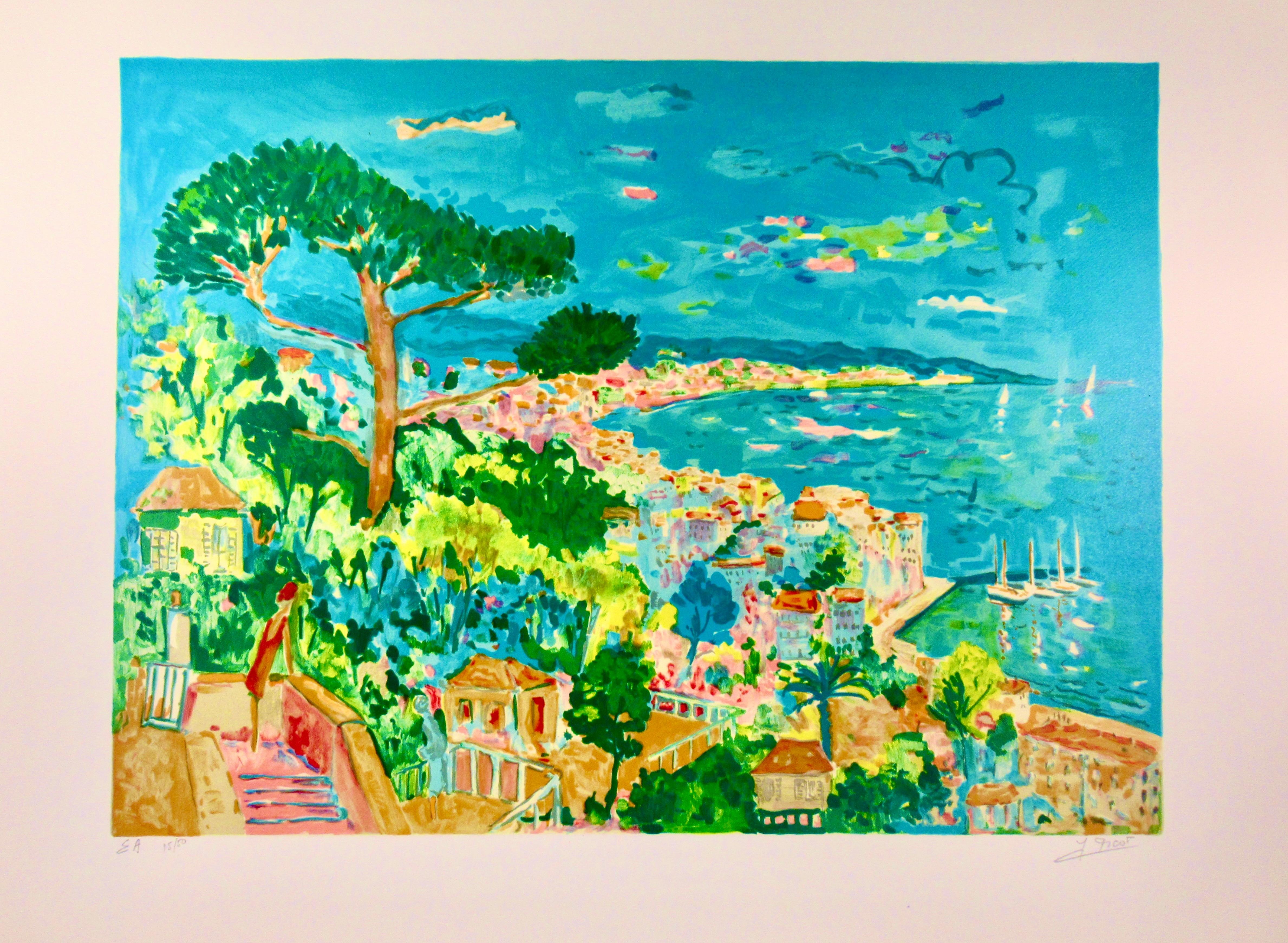 La Cote d'Azur - Print by Jean Claude Picot