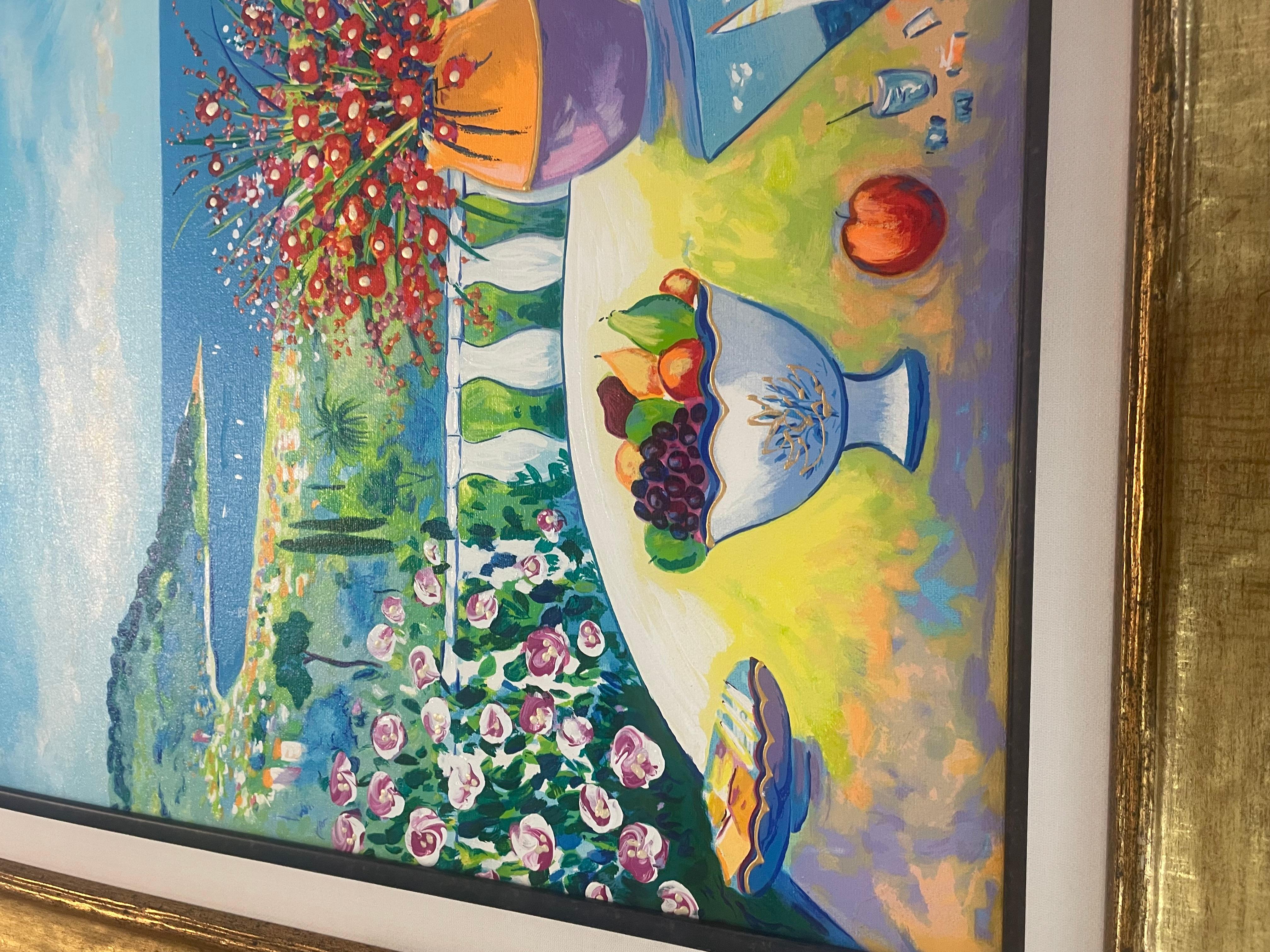 This is an Jean Claude Picot French” Embellished Serigraph On Canvas. In good condition. Measures 30x26.