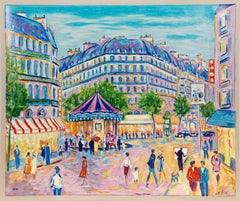 « Manège au crépuscule », lithographie signée par Jean-Claude Picot