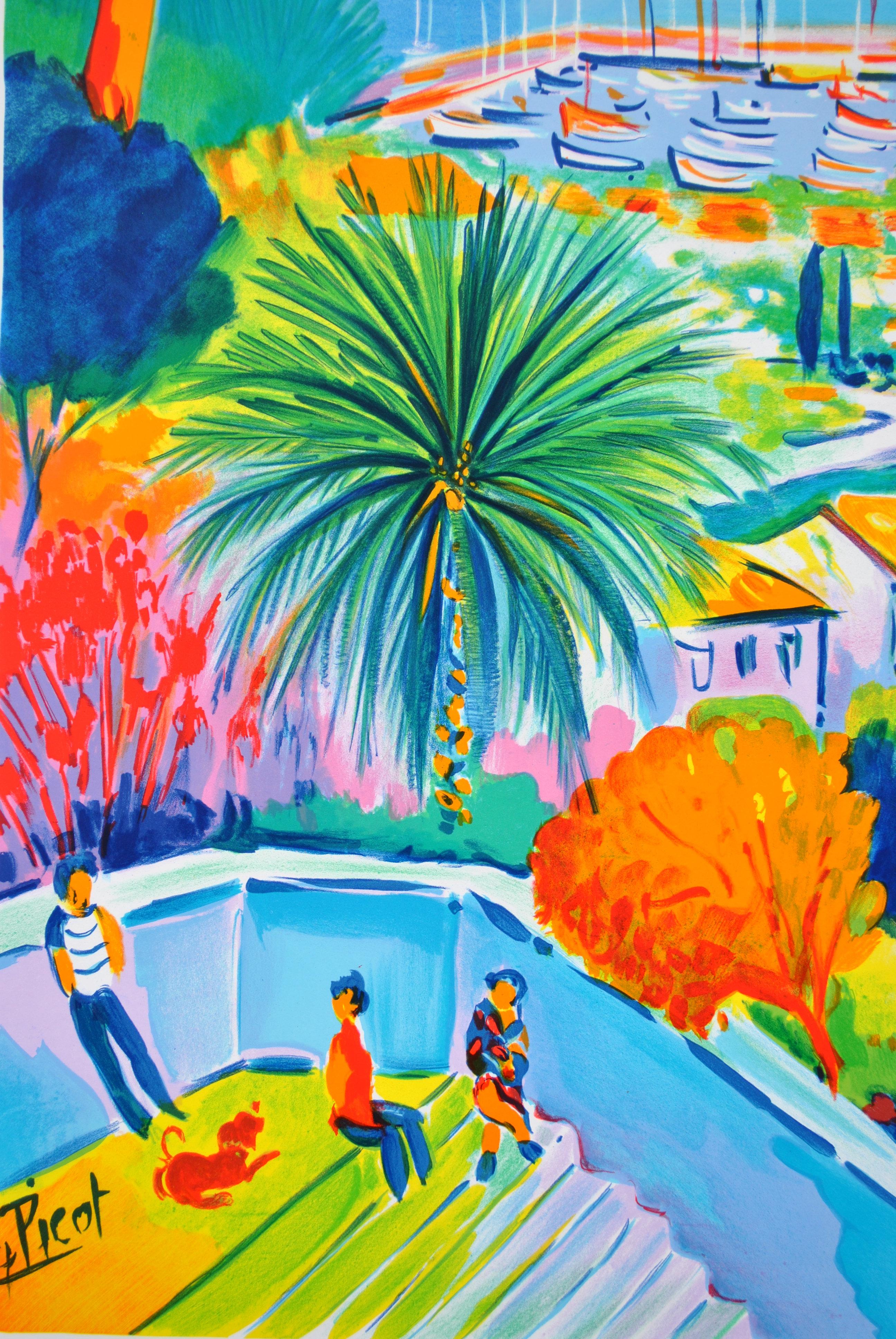 Costa Azzurra: Vecchia St Tropez - Litografia originale, firmata a mano & Ltd /250 in vendita 1