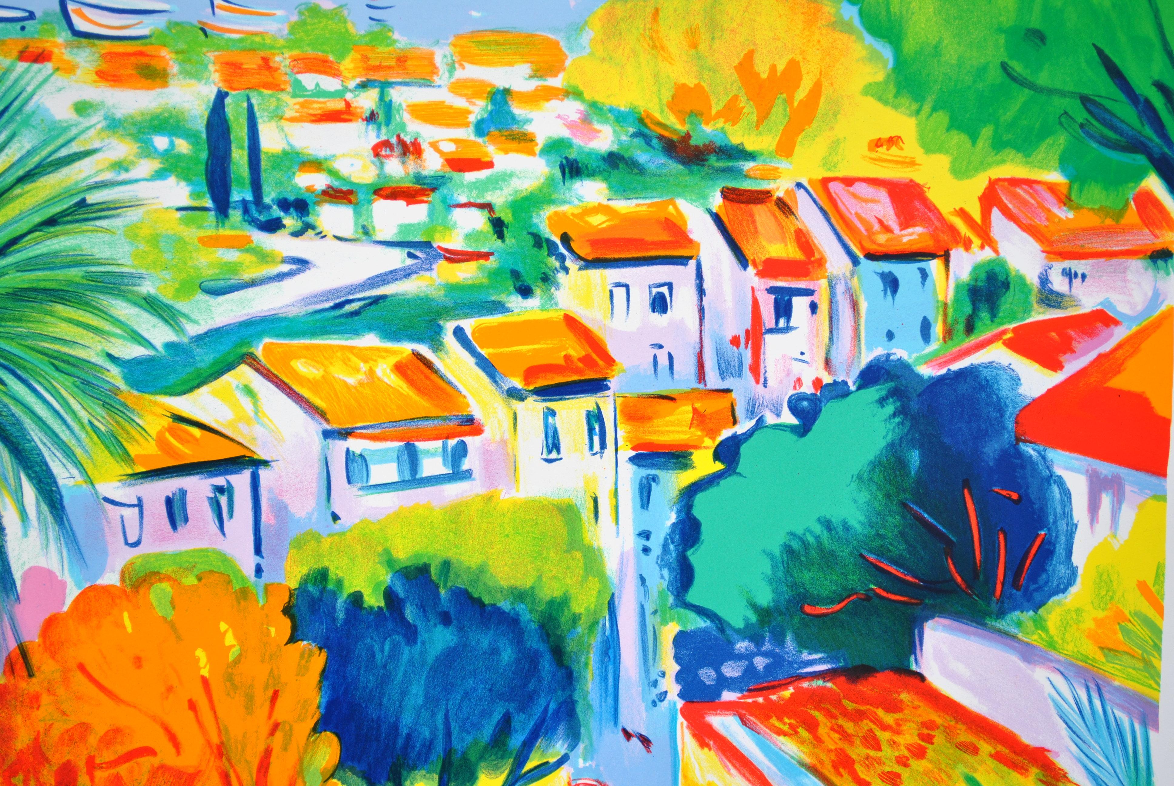 Costa Azzurra: Vecchia St Tropez - Litografia originale, firmata a mano & Ltd /250 in vendita 3