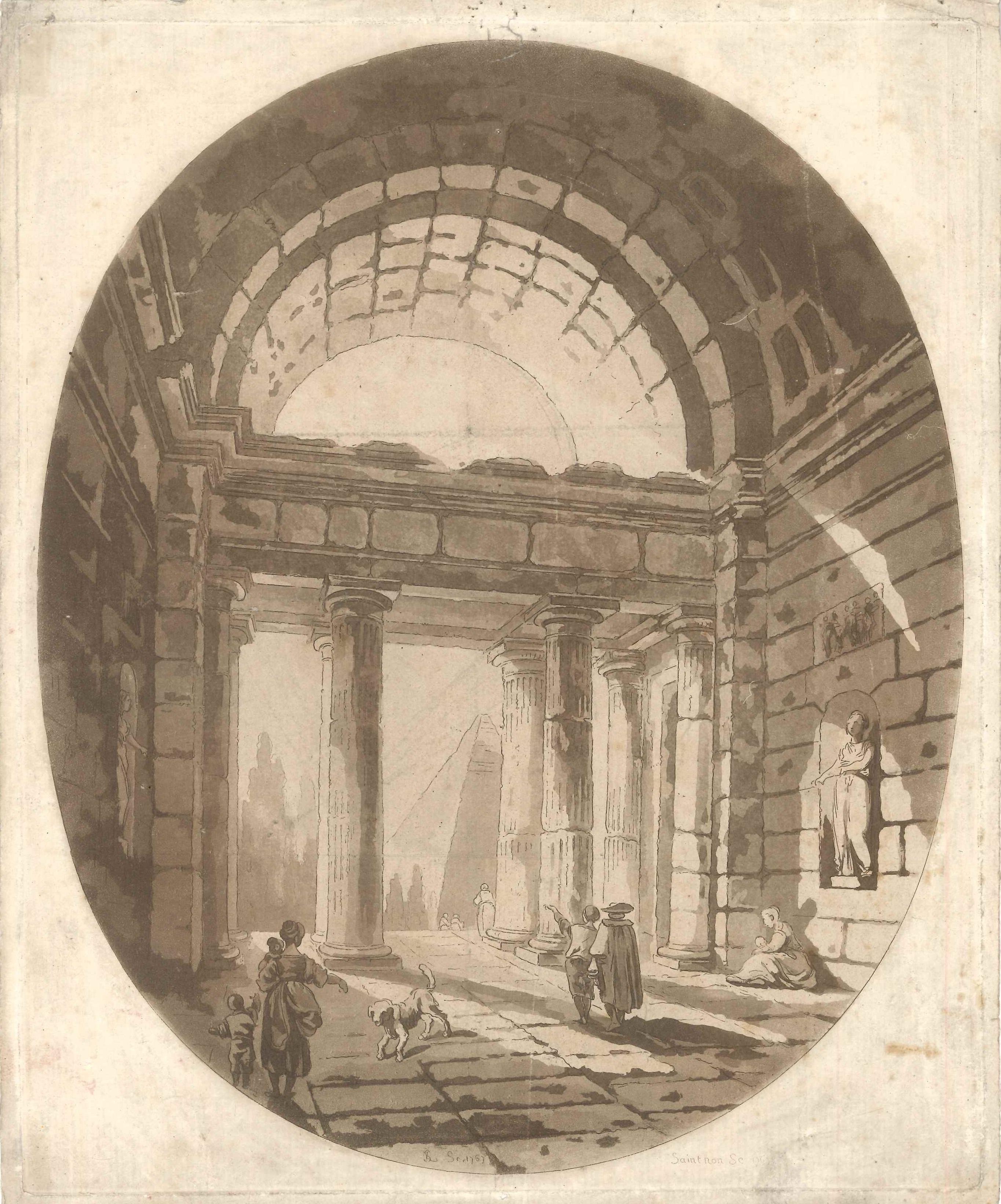 Jean Claude Richard Abbe de Saint-Non  Figurative Print - Capriccio - Original Aquatint by Abbé de Saint-Non - Late 18th Century