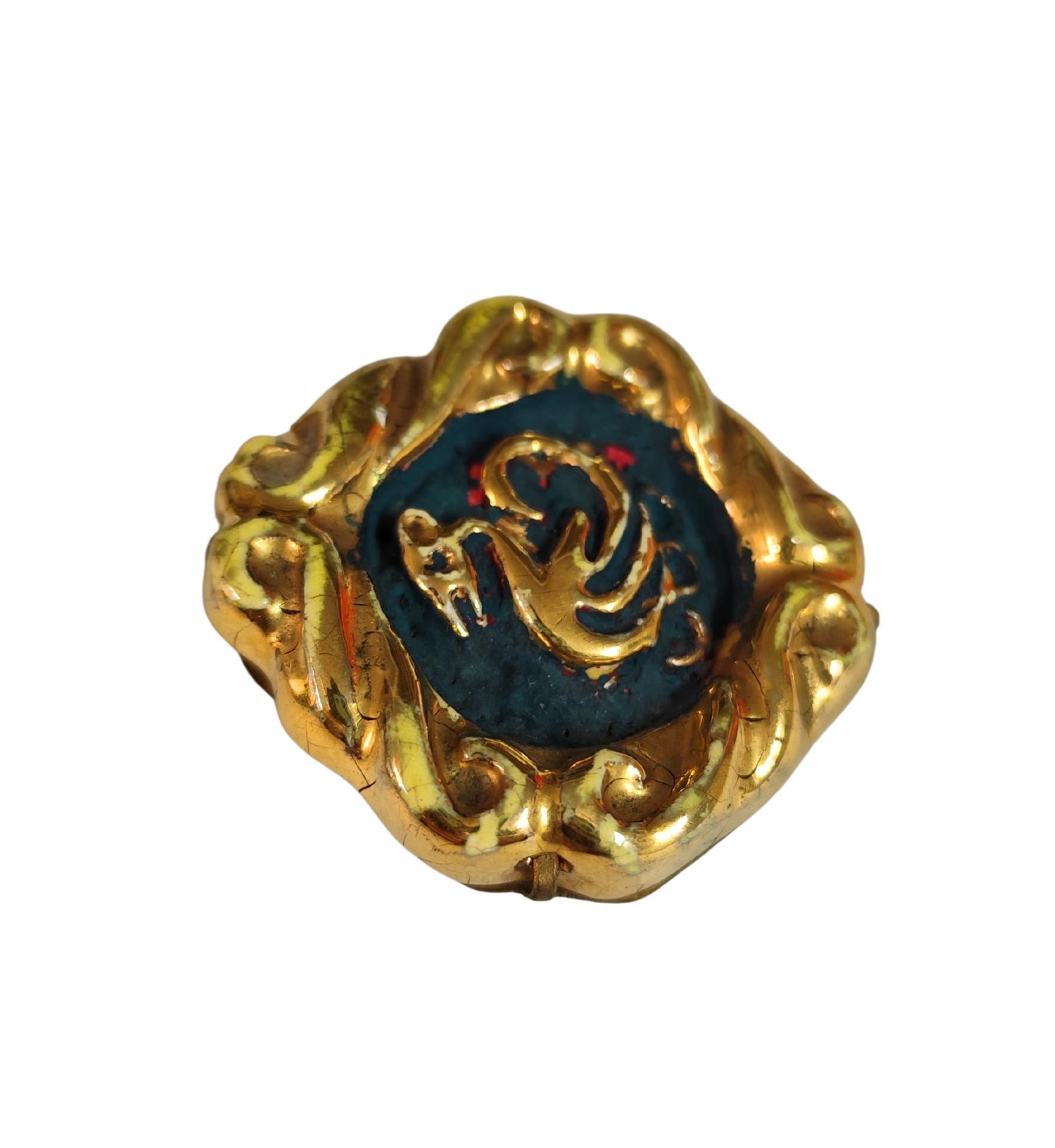 Broche de cerámica azul y dorada Jean Clément años 30 en Bueno estado para la venta en Milano, IT