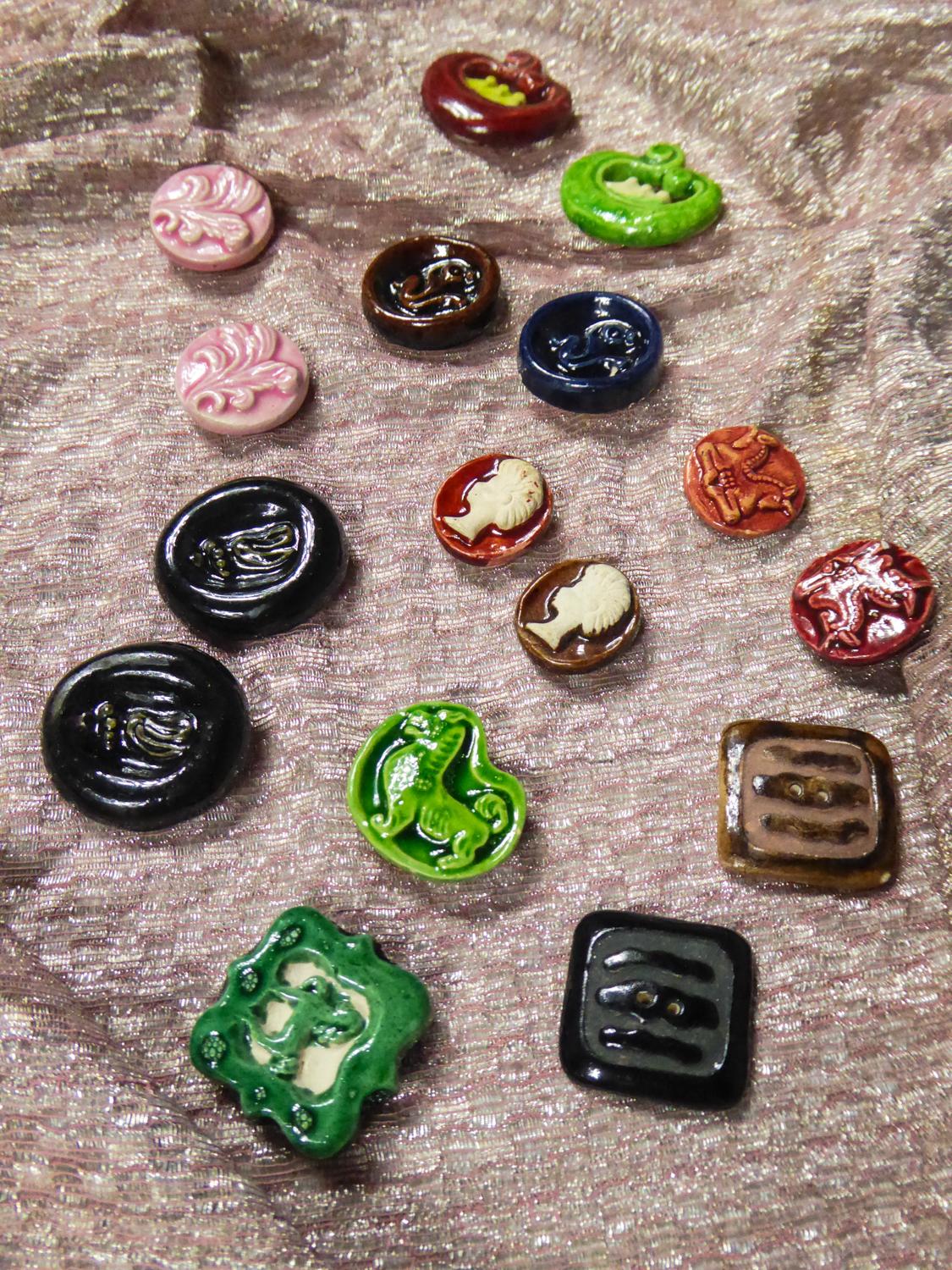 42 Ceramic Buttons Possibly Jean Clément for Elsa Schiaparelli Circa 1930/1940 4