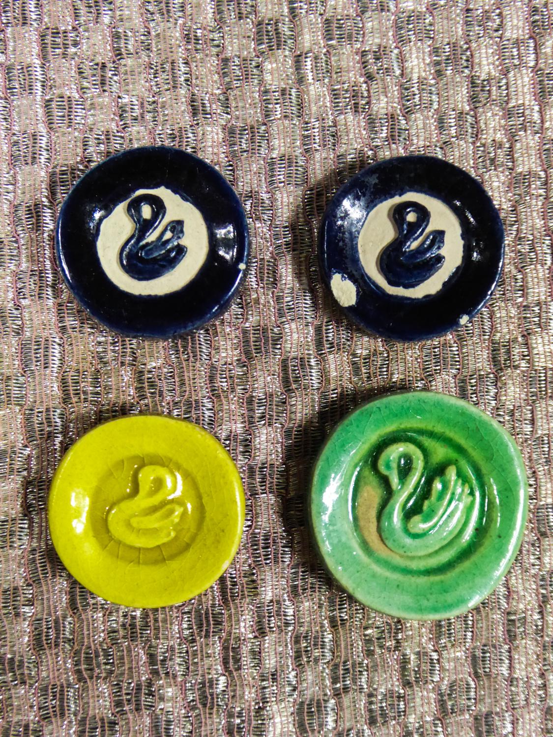 Black 42 Ceramic Buttons Possibly Jean Clément for Elsa Schiaparelli Circa 1930/1940