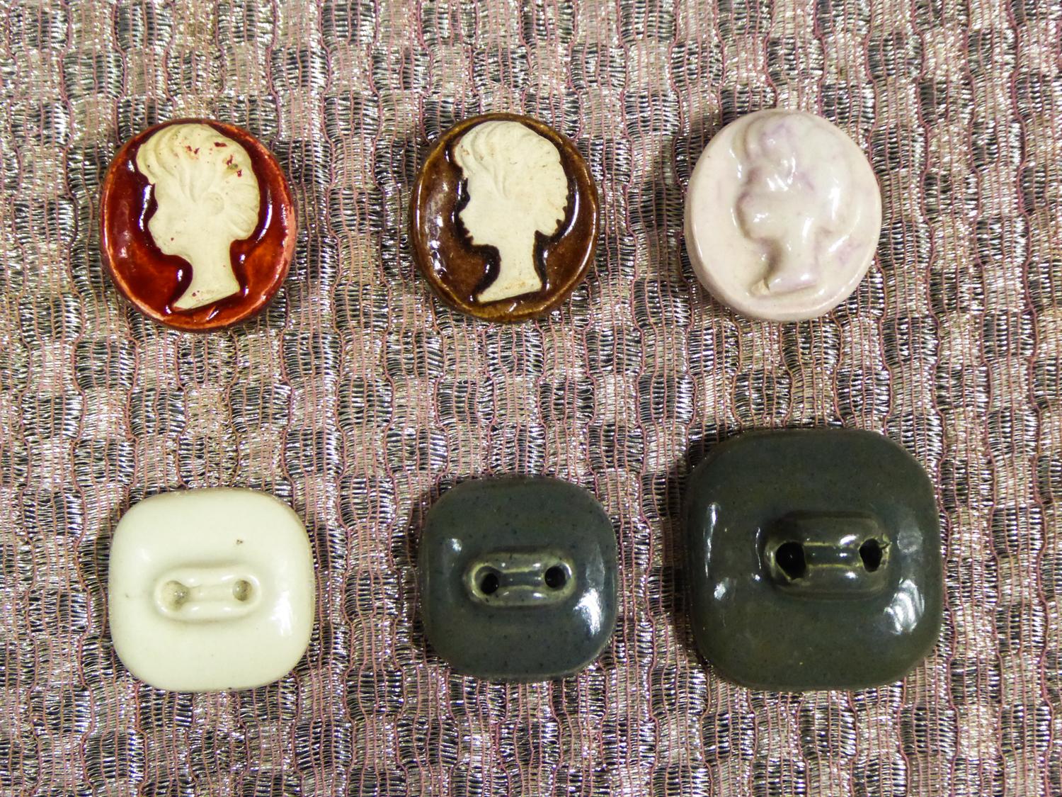 Women's 42 Ceramic Buttons Possibly Jean Clément for Elsa Schiaparelli Circa 1930/1940