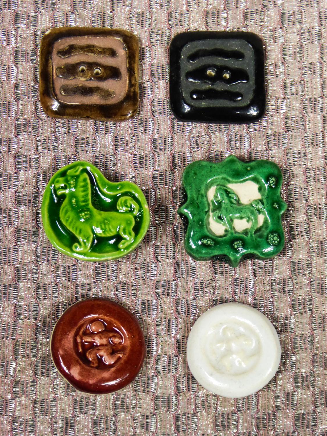 42 Ceramic Buttons Possibly Jean Clément for Elsa Schiaparelli Circa 1930/1940 1