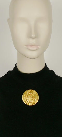 Jean Cocteau (After) Gold Toned Moon Profiles Brooch Pendant