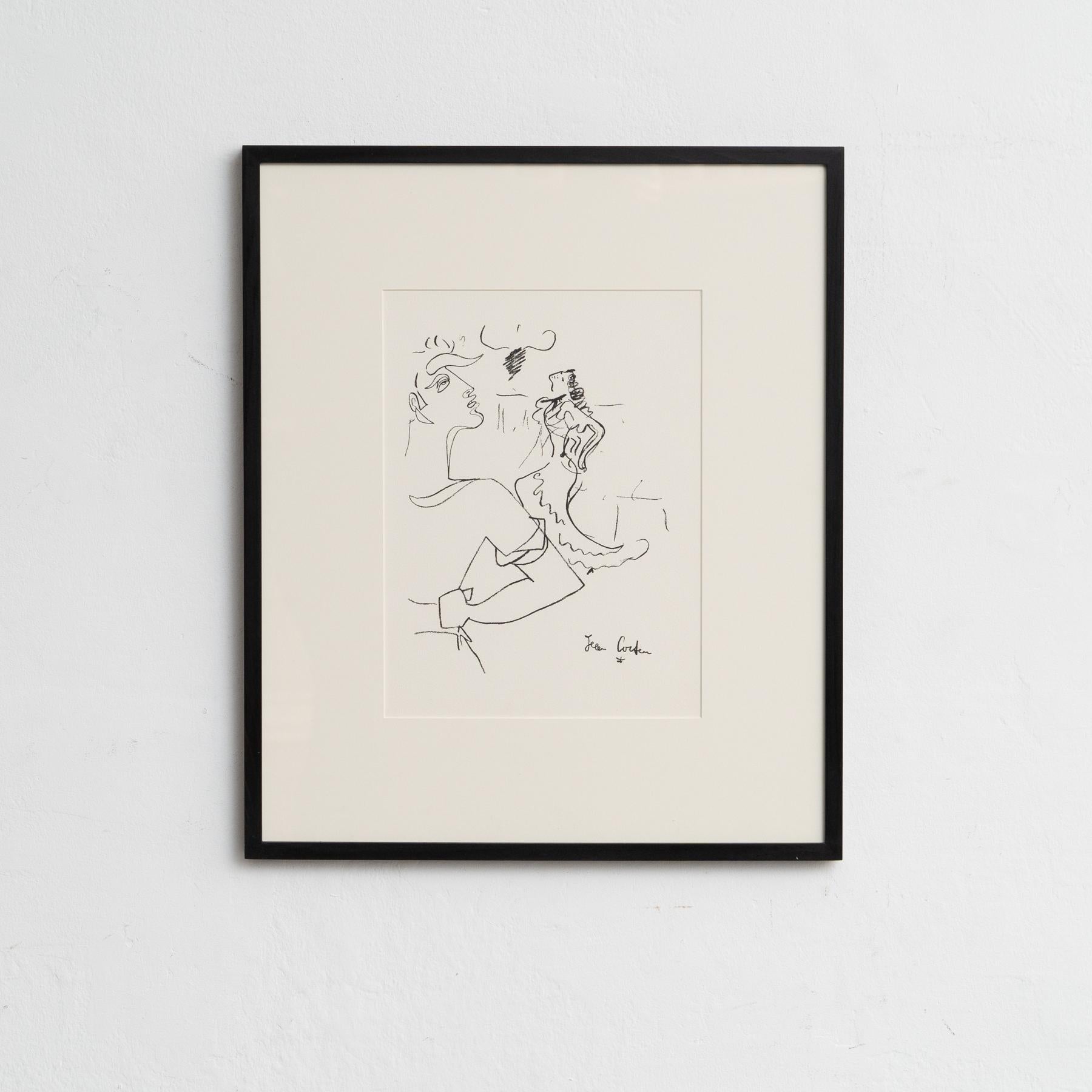 'Corrida' lithography by Jean Cocteau, 1953.
Jean Cocteau lithography of the series 