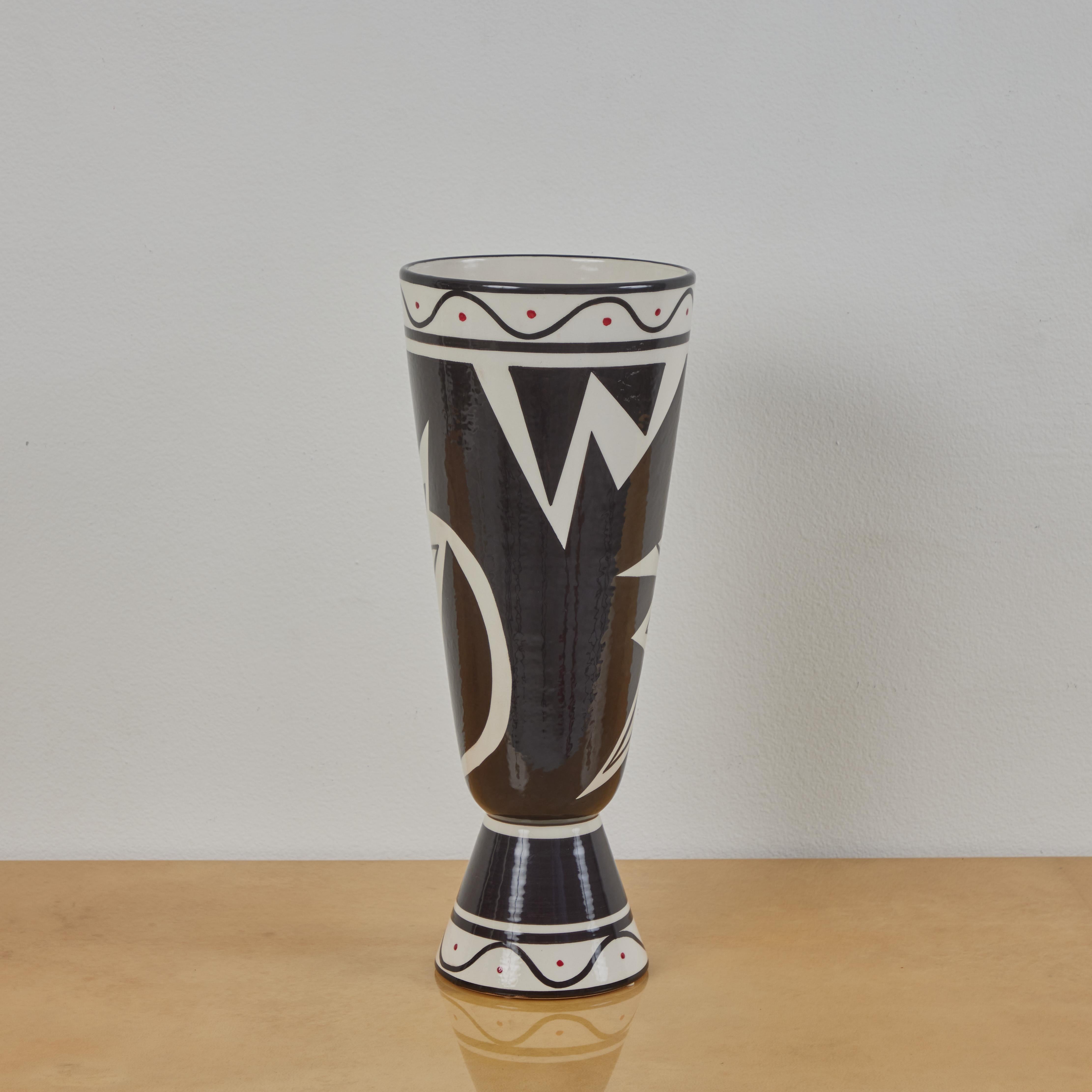 Mid-Century Modern  Jean Cocteau Decorated Vase  For Sale