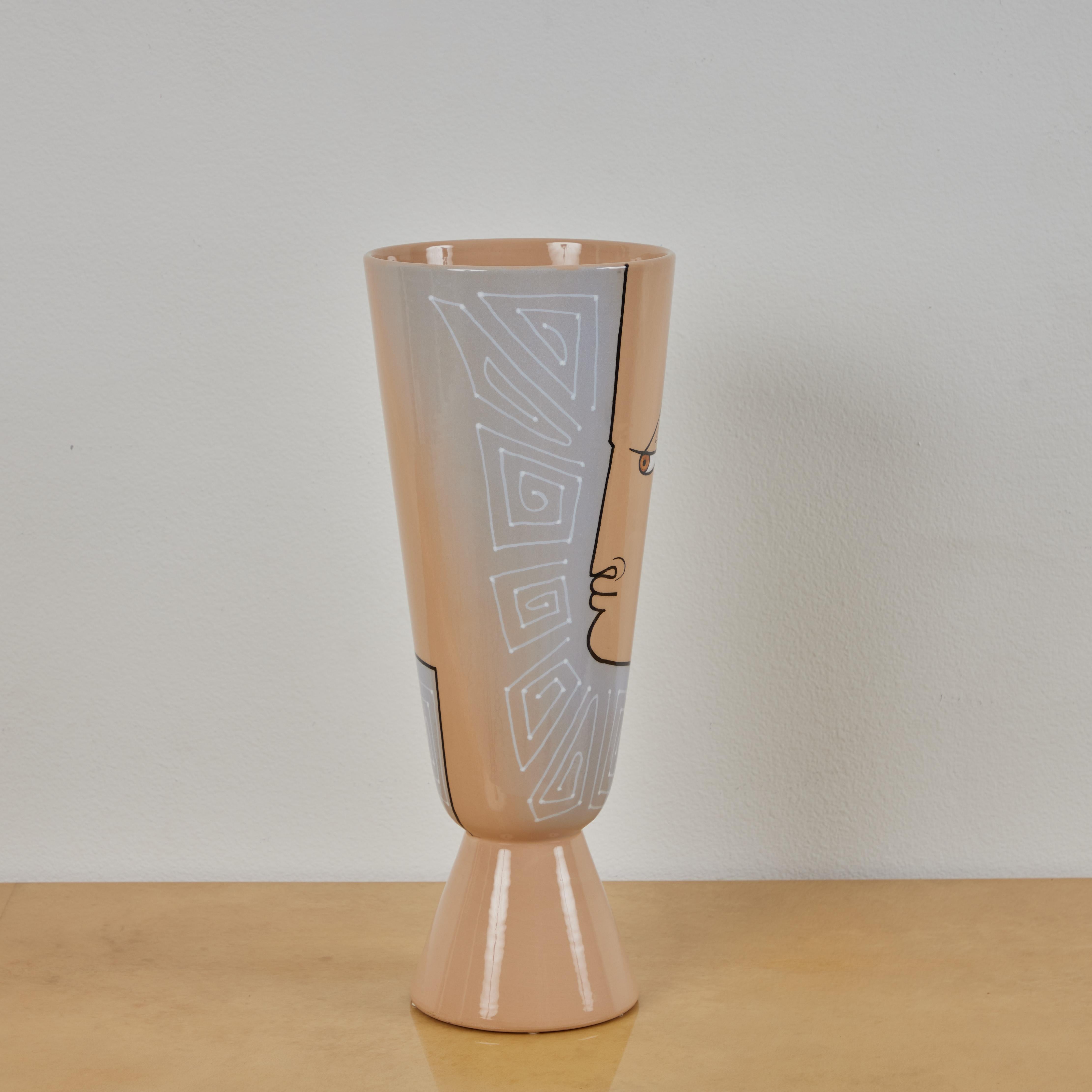 Mid-Century Modern Jean Cocteau Decorated Vase For Sale