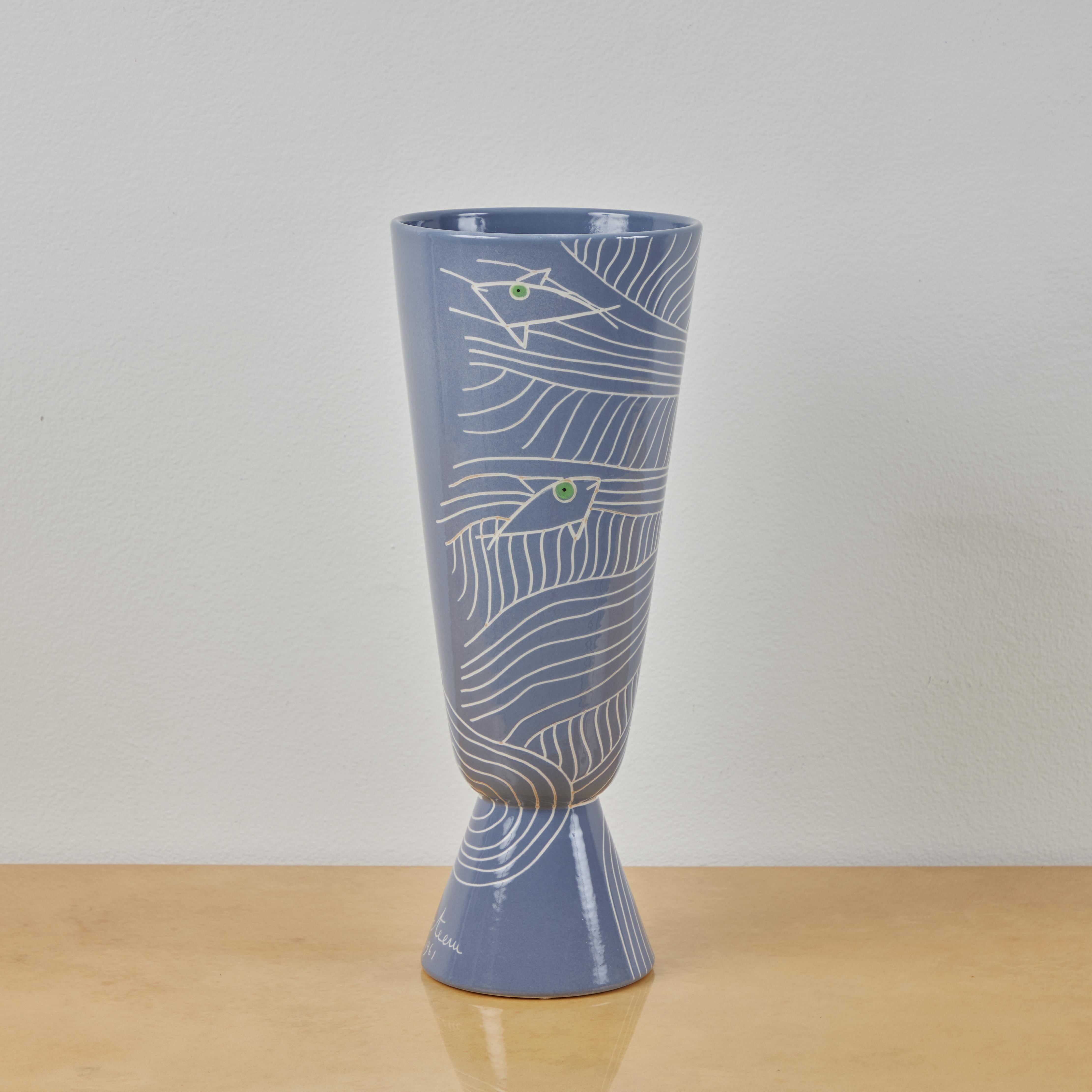 Mid-Century Modern Jean Cocteau Decorated Vase