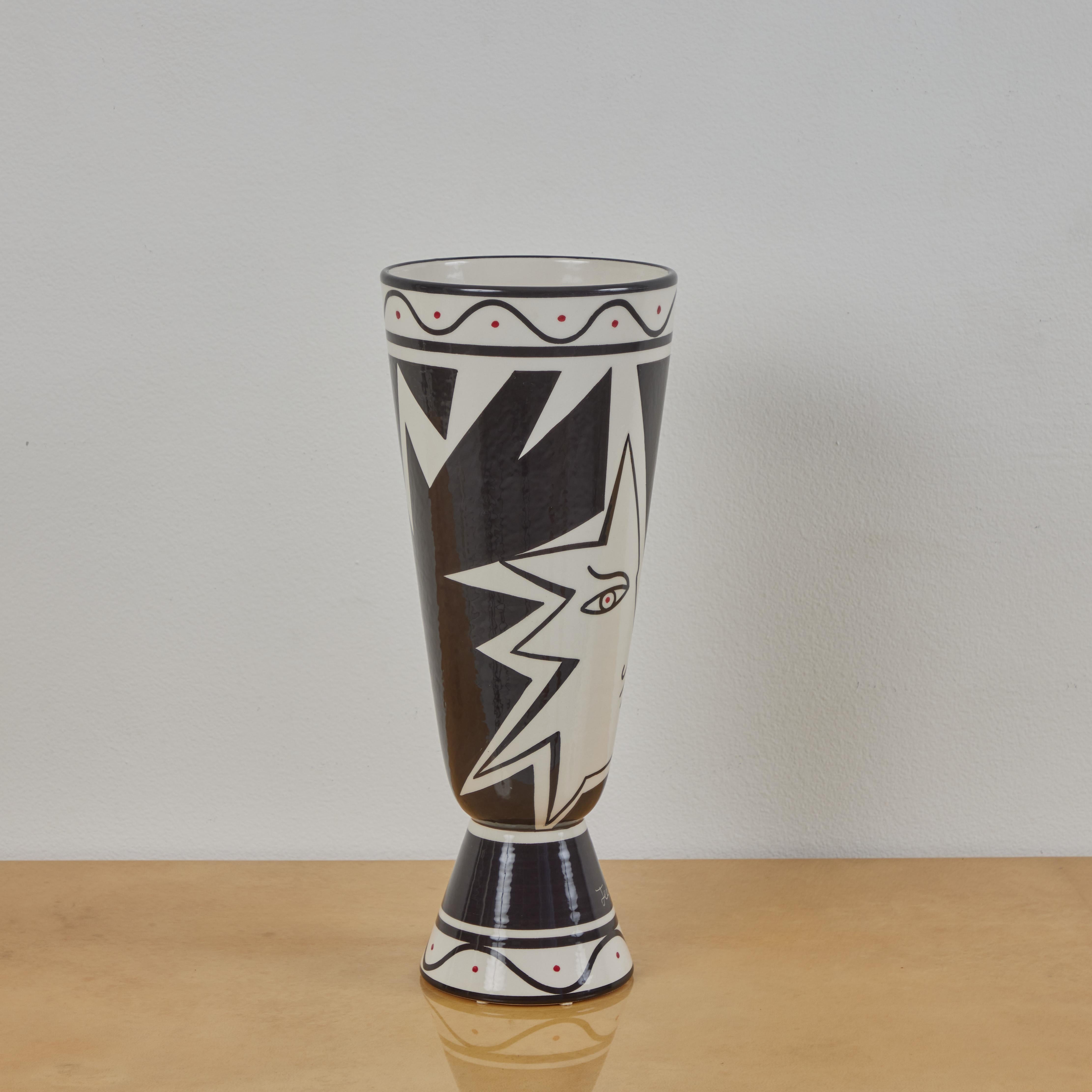 French  Jean Cocteau Decorated Vase  For Sale