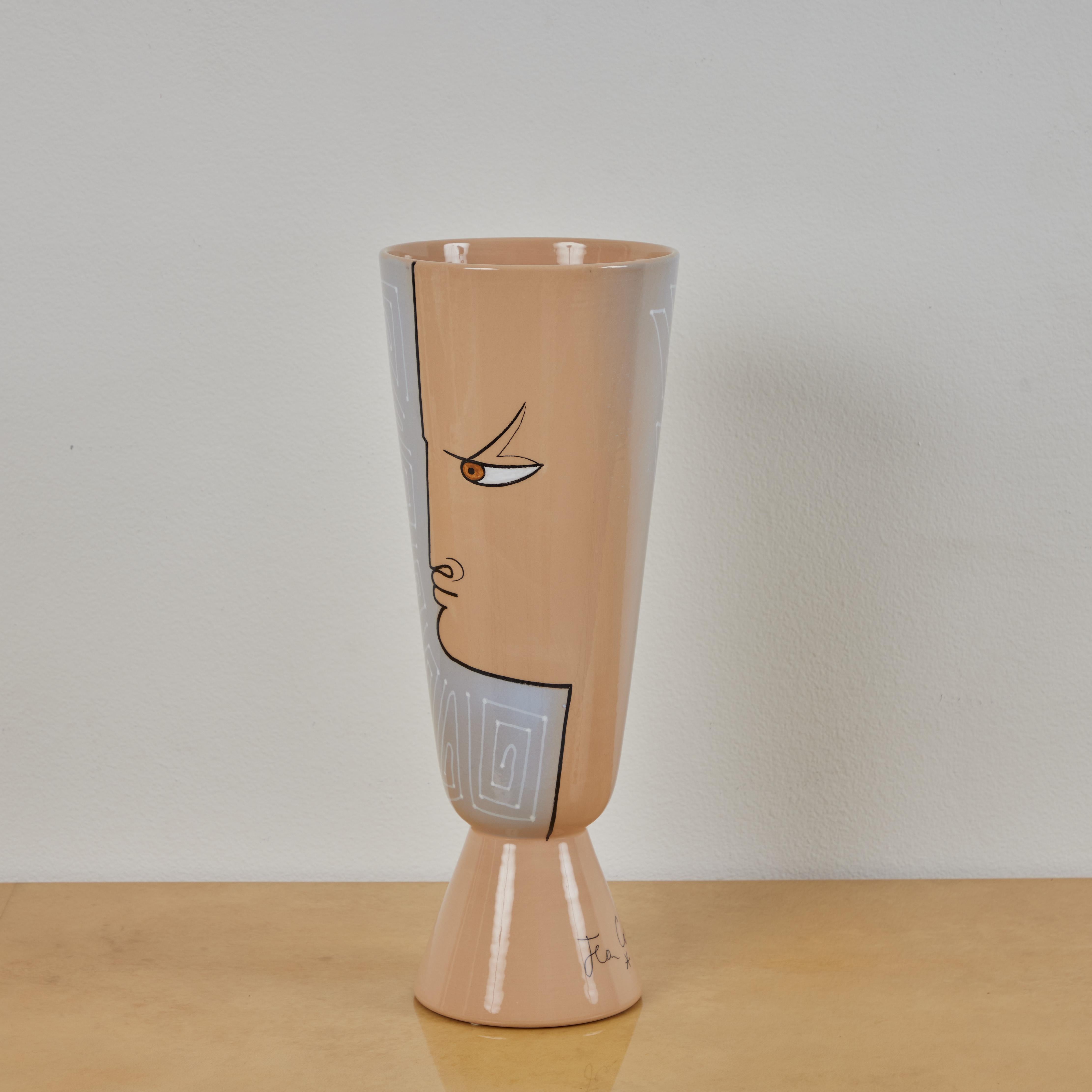 French Jean Cocteau Decorated Vase For Sale