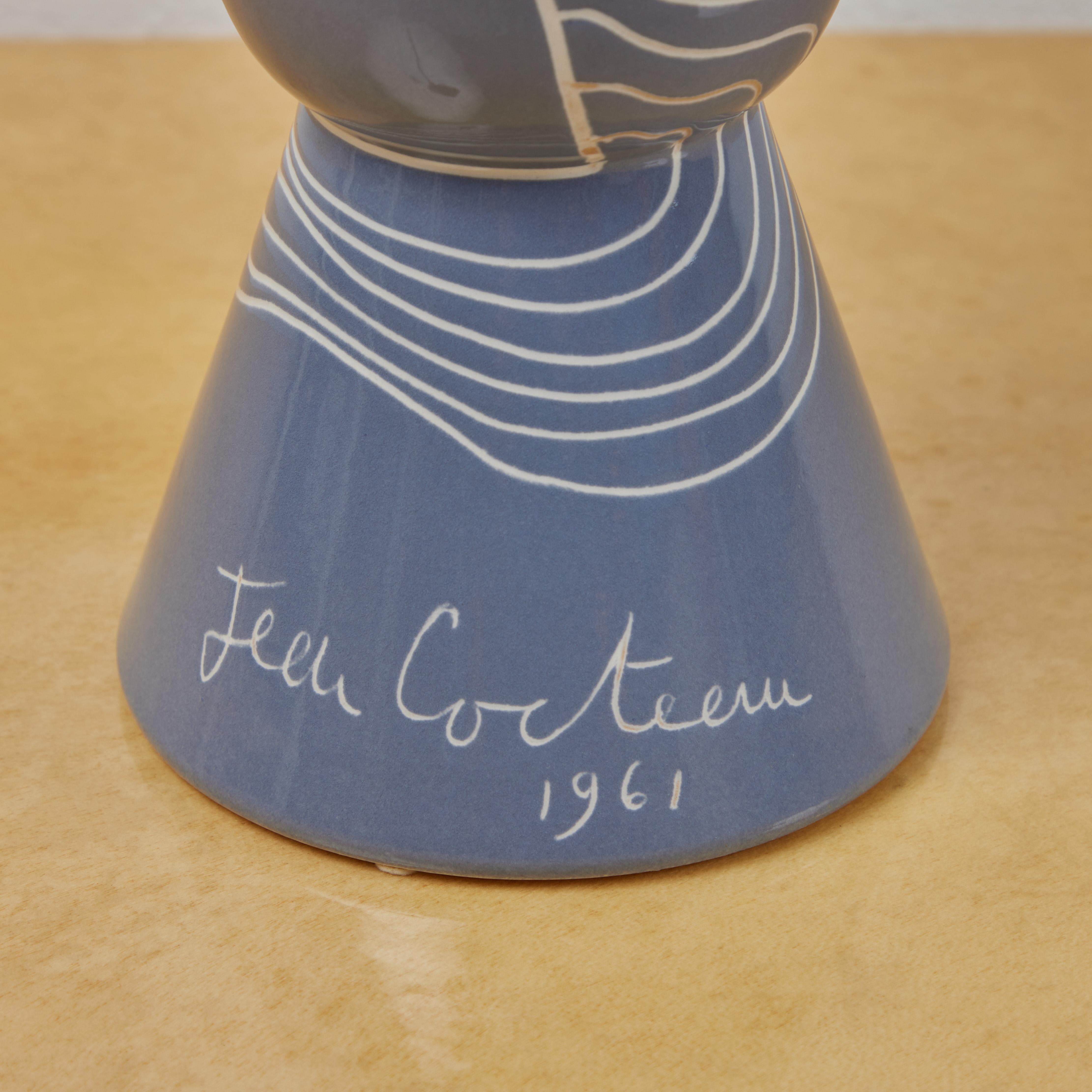 Contemporary Jean Cocteau Decorated Vase